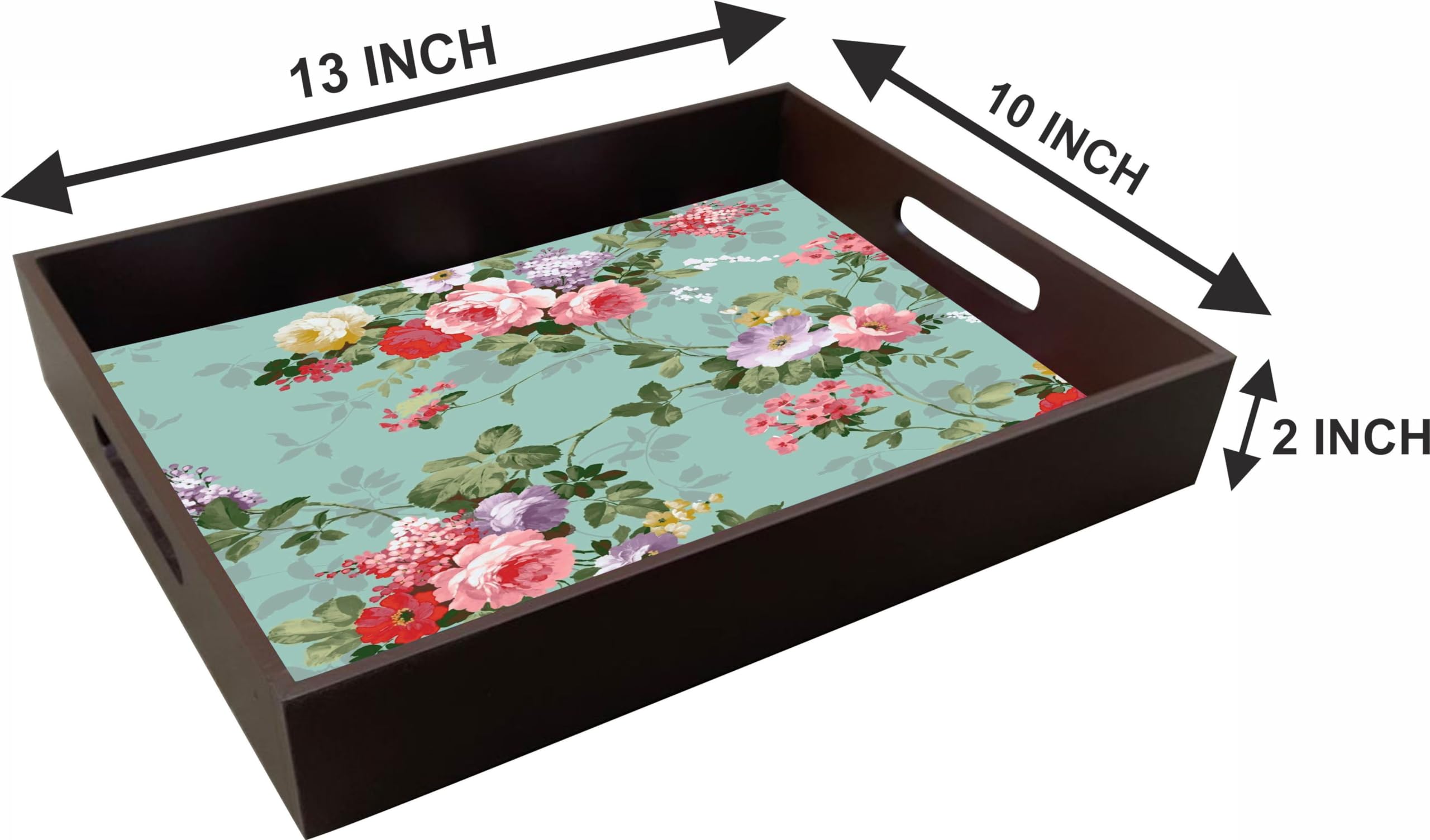 Enigmatic Woodworks Wooden Serving Tray With Handle I Rectangular Tea Breakfast Platter I Decorative Bathroom Decor I Kitchen Be