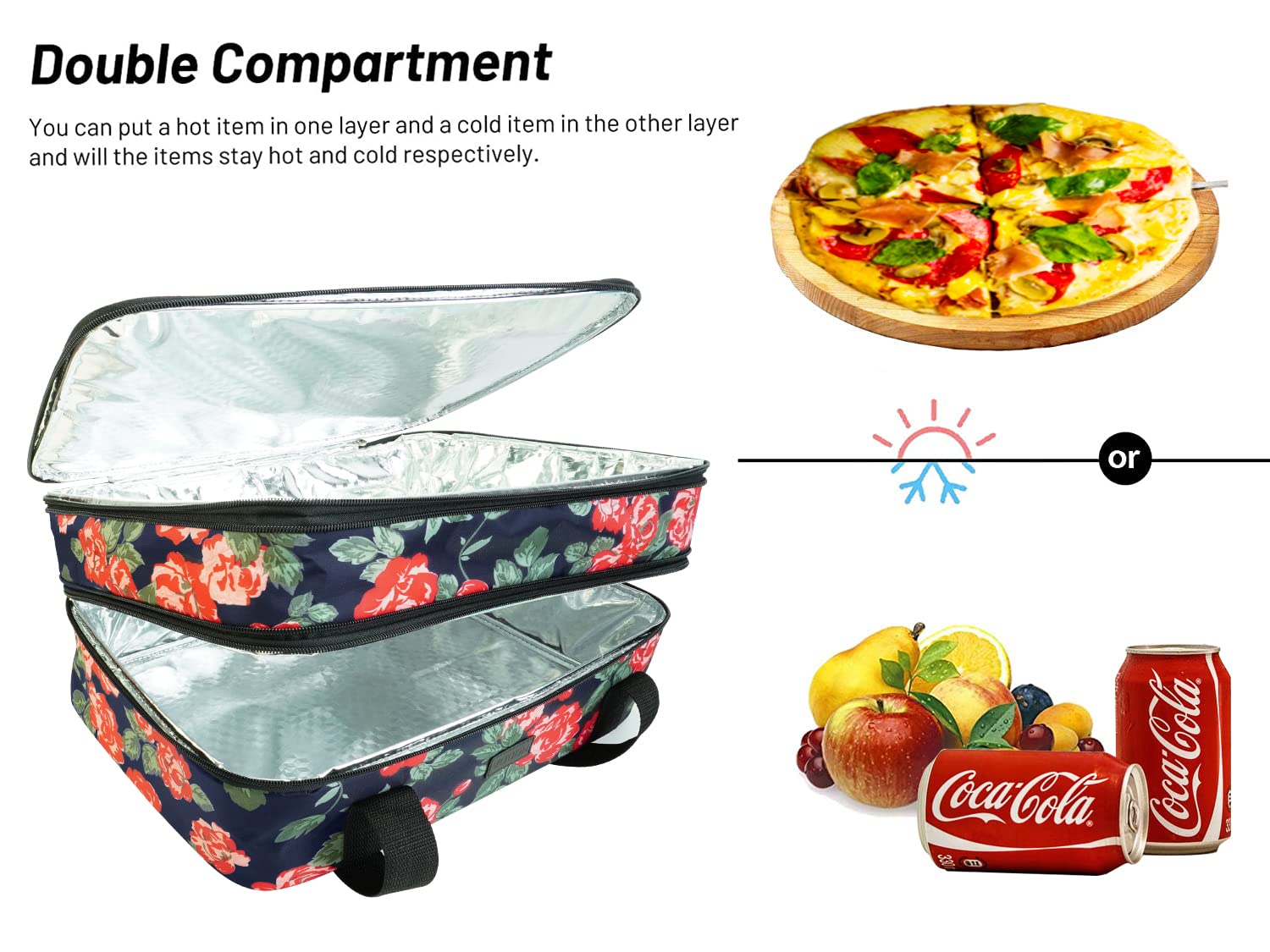 Vuudh Double Insulated Casserole Carrier - Expandable Thermal Food Carrier, Casserole Dish Carrier For Hot Or Cold Food, Foil Pa