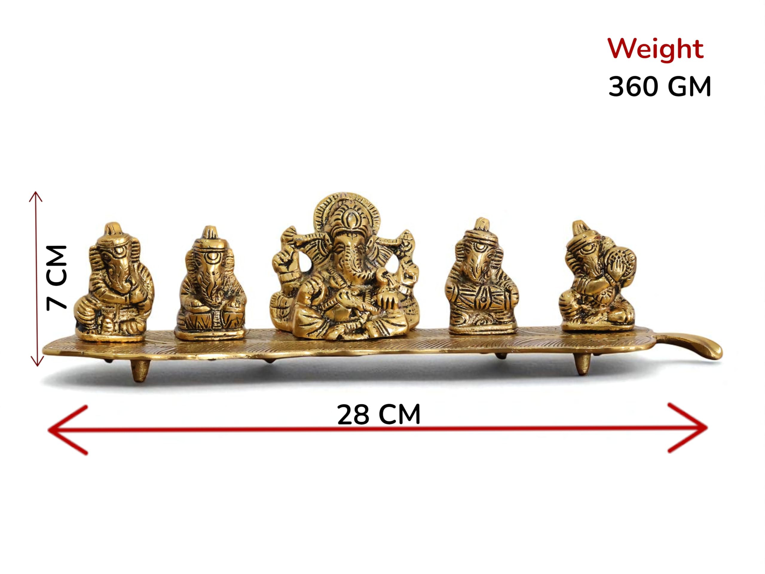 Kridaykraft White Metal Gold Plated Ganesha On Leaf With Musical Instrument Metal Statue For Pooja,Home & Office Dcor Ganesha Mu