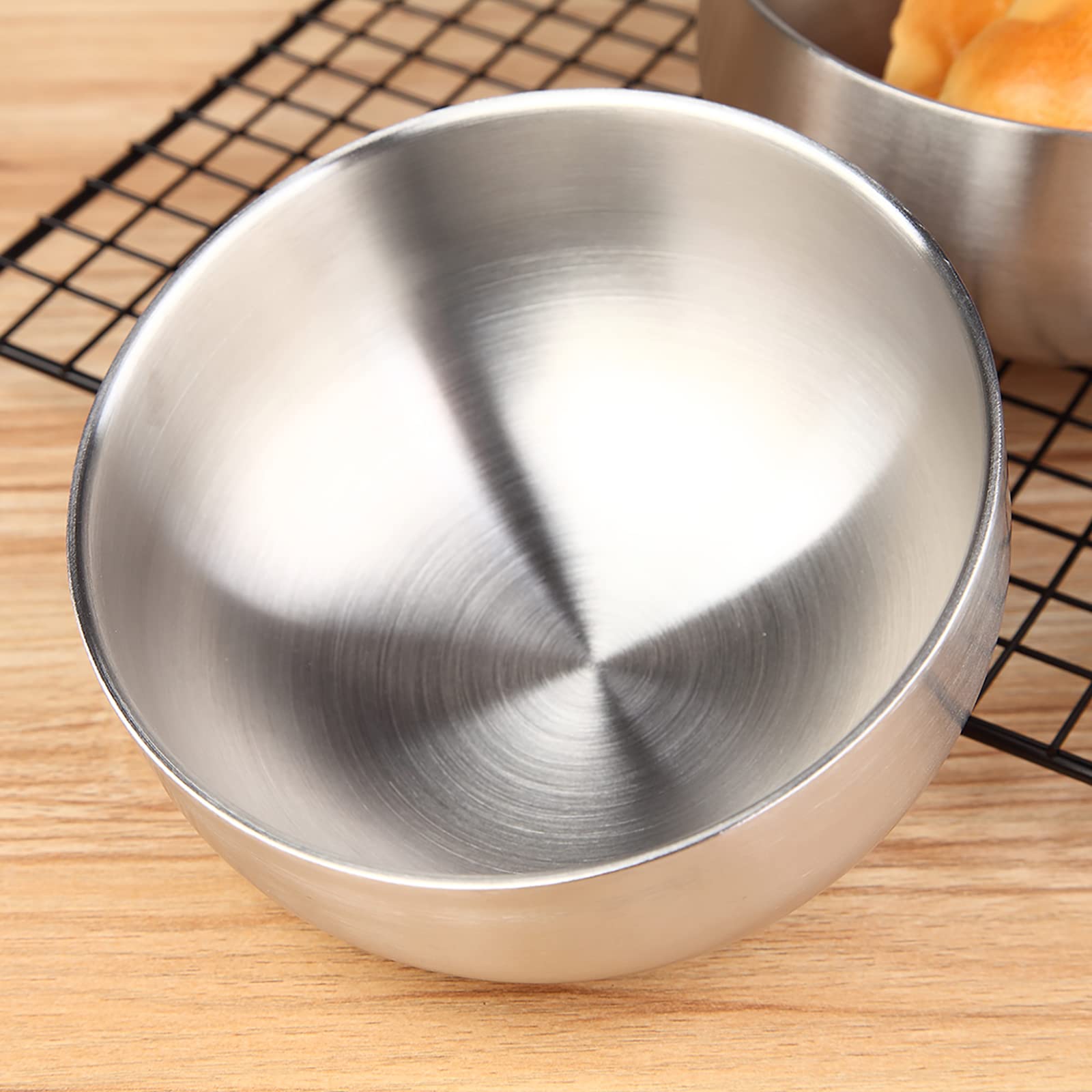 Devico Soup Cereal Bowls, 4-Piece 19-Ounce Stainless Steel Salad Rice Dessert Serving Bowl Set, Matte Finish