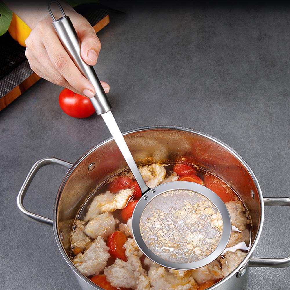 Picowe 3 Pack Skimmer Spoon Stainless Steel Hot Pot Fat Fine Mesh Skimming Grease And Foam Strainer Oil Filter Cooking Mesh Food