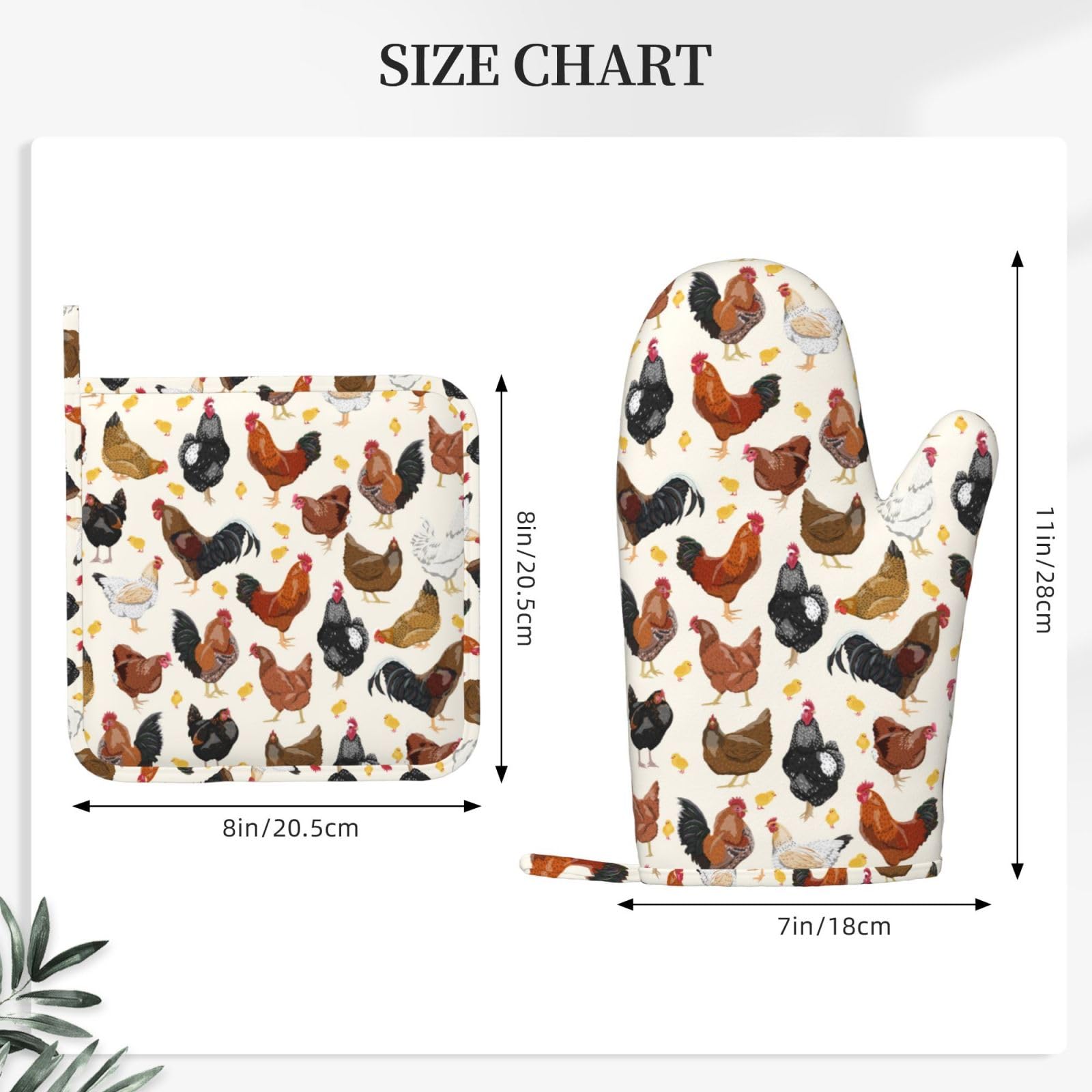 Mifsoiavv Rooster Hen Oven Mitts And Pot Holders Sets Silicone Rustic Domestic Animal Chicken Kitchen Mitts Potholders Heat Resi