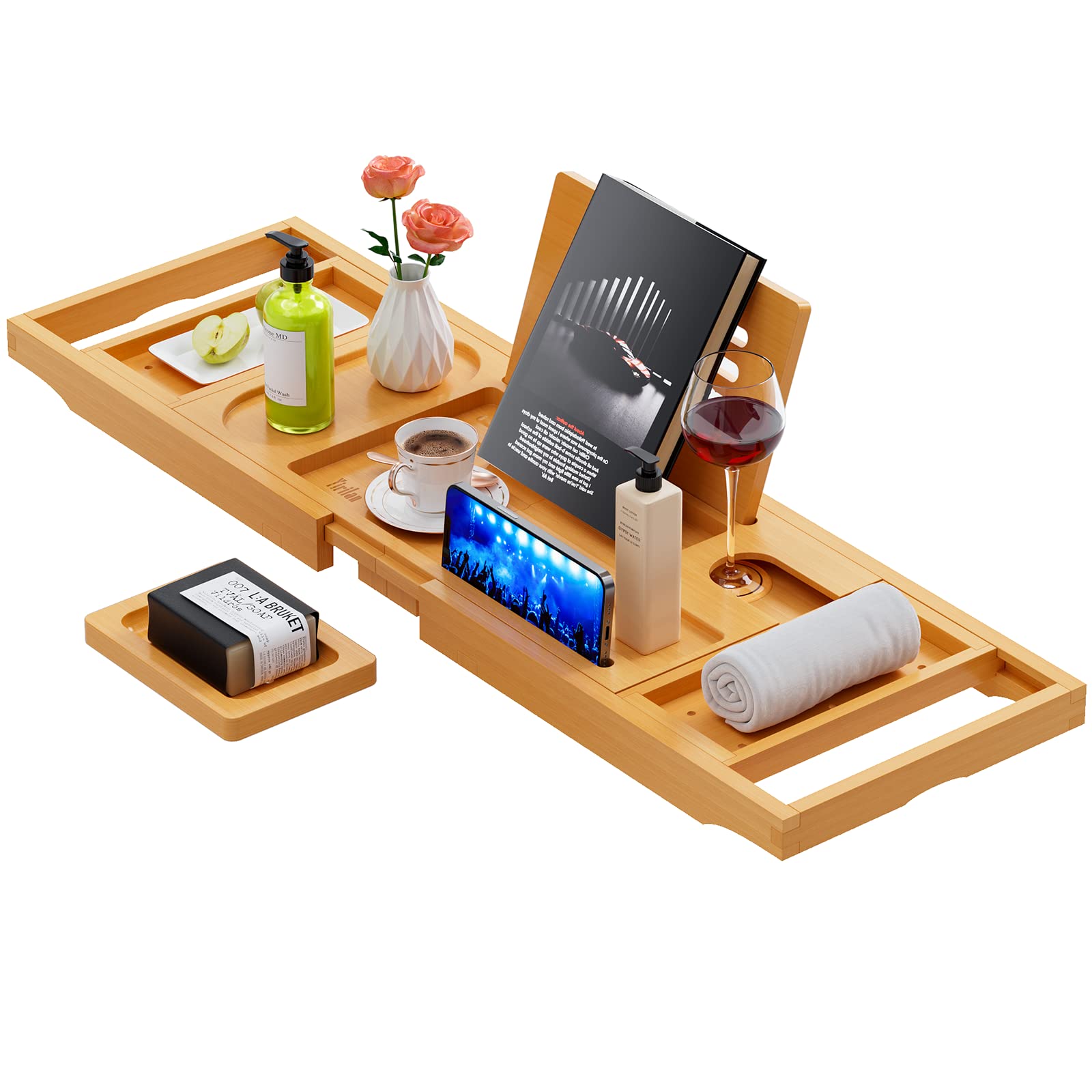 Premium Bathtub Tray Caddy - Expandable Bath Tray - Unique House Warming Gifts, New Home, Anniversary & Wedding Gifts For Couple