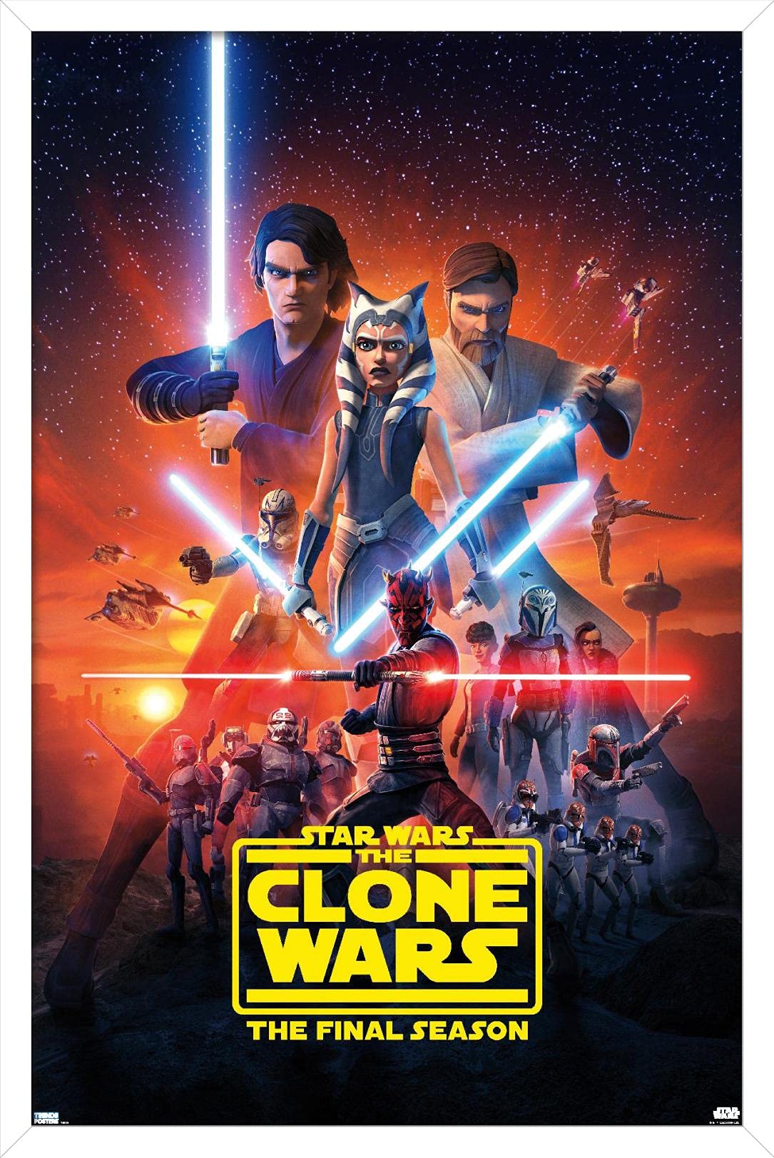 Trends International Star Wars: The Clone Wars - Season 7 Key Art Wall Poster, 22.375'' X 34'', White Framed Version