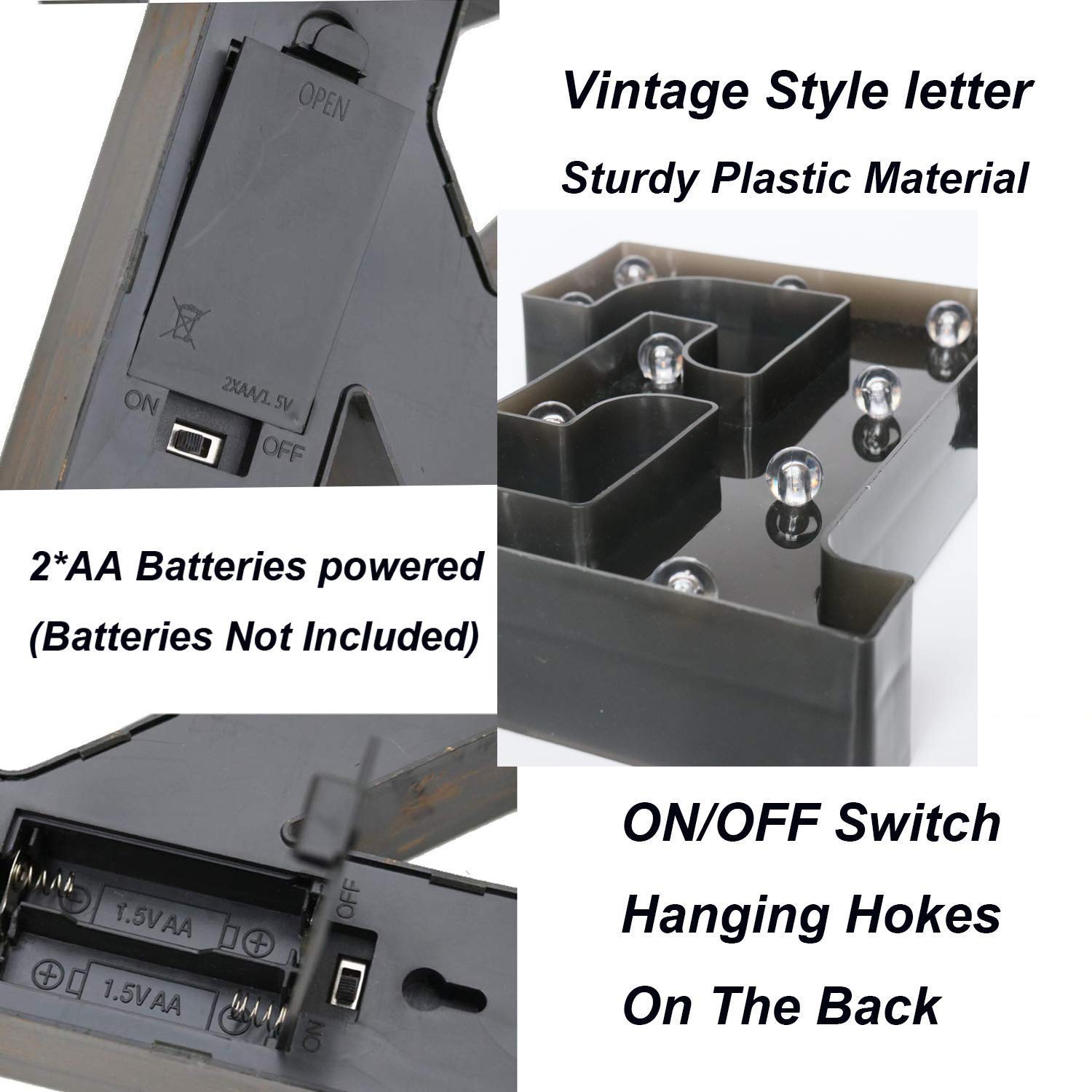 OYCBUZO Light Up Black Alphabet Marquee Letters Sign LED Marquee Number Lights Sign for Night Light Home Bar Christmas Lamp Birt