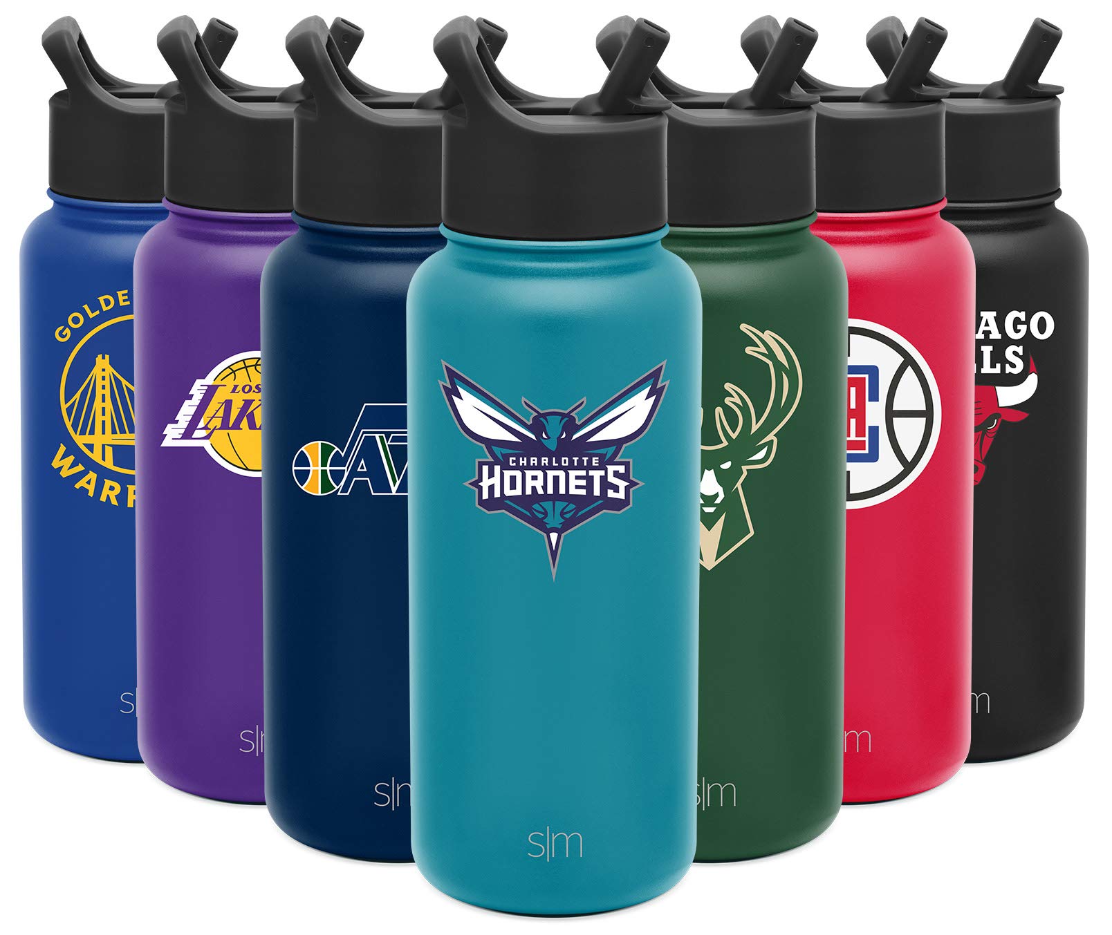 Simple Modern Officially Licensed Nba Charlotte Hornets Water Bottle With Straw Lid | Vacuum Insulated Stainless Steel 32Oz Ther