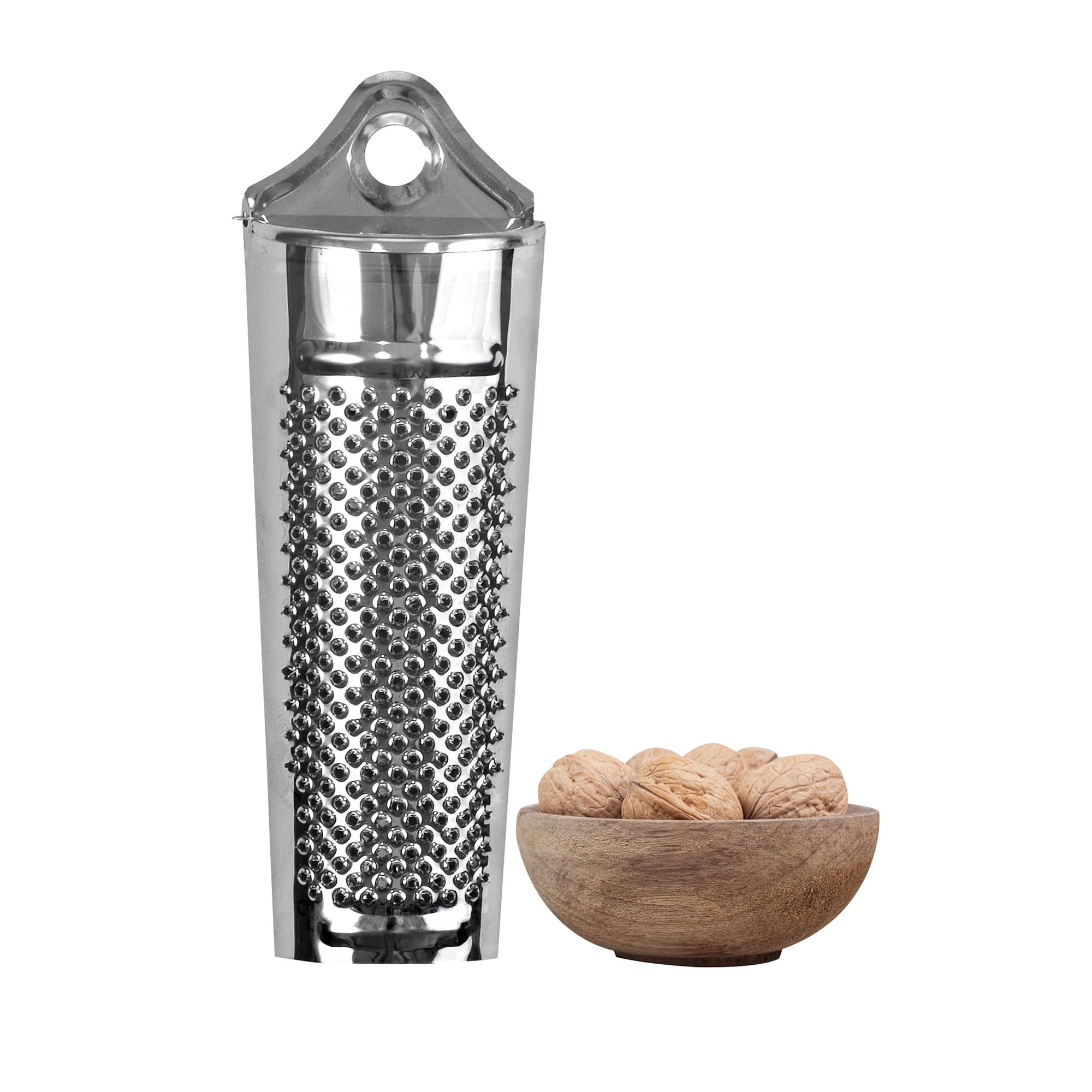 HIC Kitchen Nutmeg Grater - Stainless Steel, Grates Nutmeg, Cinnamon, Chocolate, Ginger, Hard Cheeses, Model YI-2096