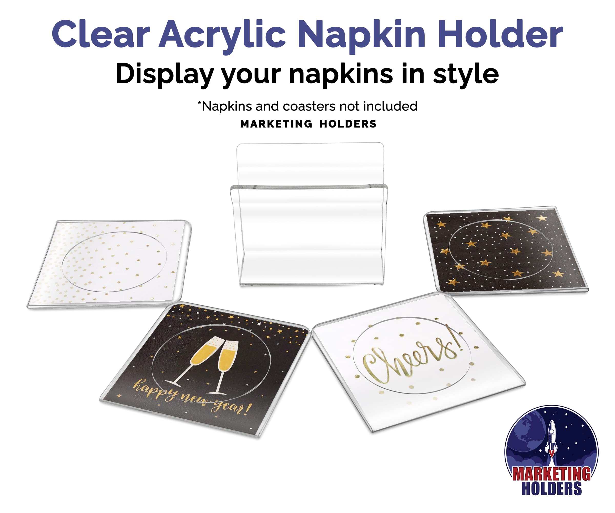 Napkin Holder Clear Acrylic Flared Upright 5'' Table Or Bartop Stand See Through Restaurant Or Kitchen Decor Modern And Durable