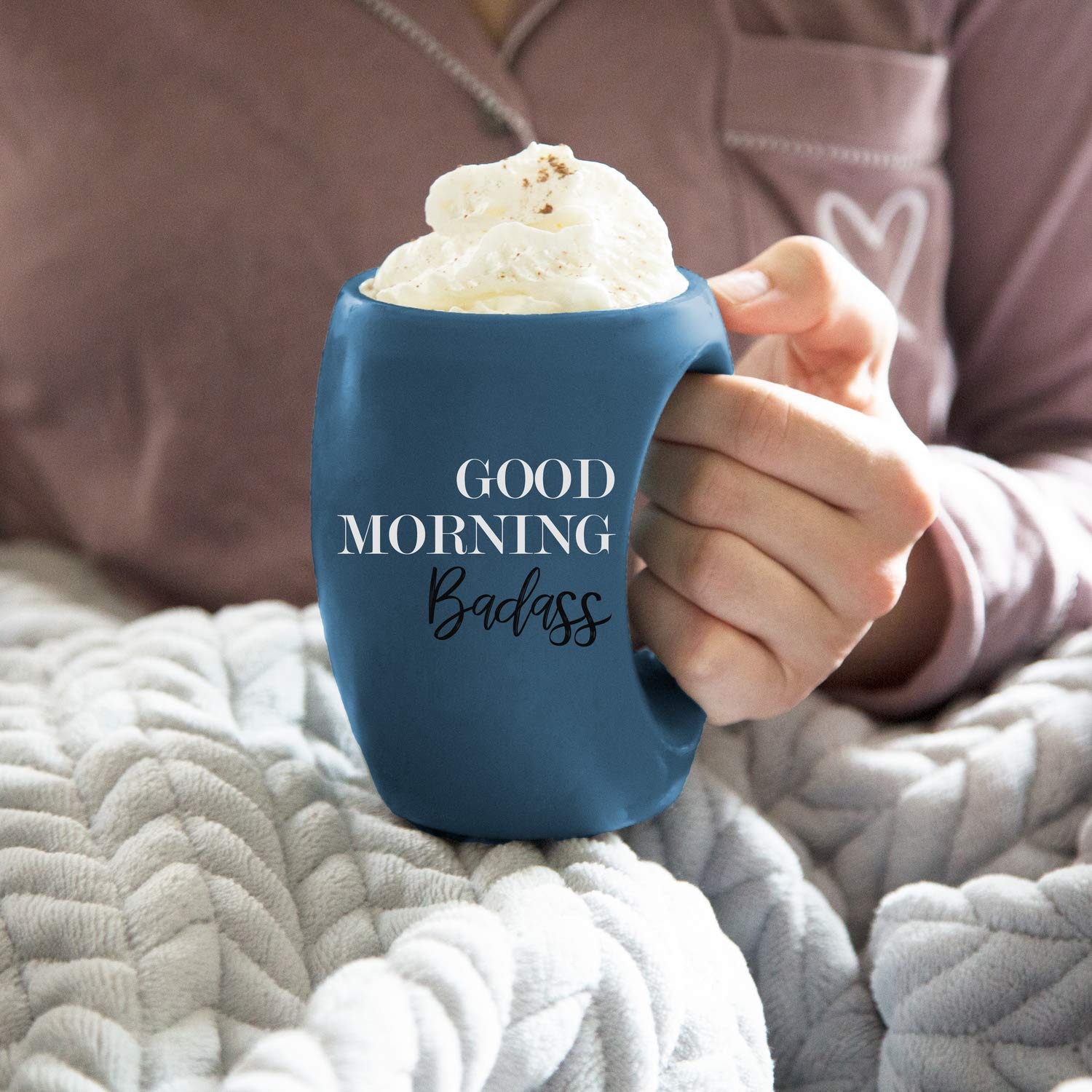 Pavilion - Good Morning Badass - Navy Blue Huggable Hand Warming 16 Oz Mug