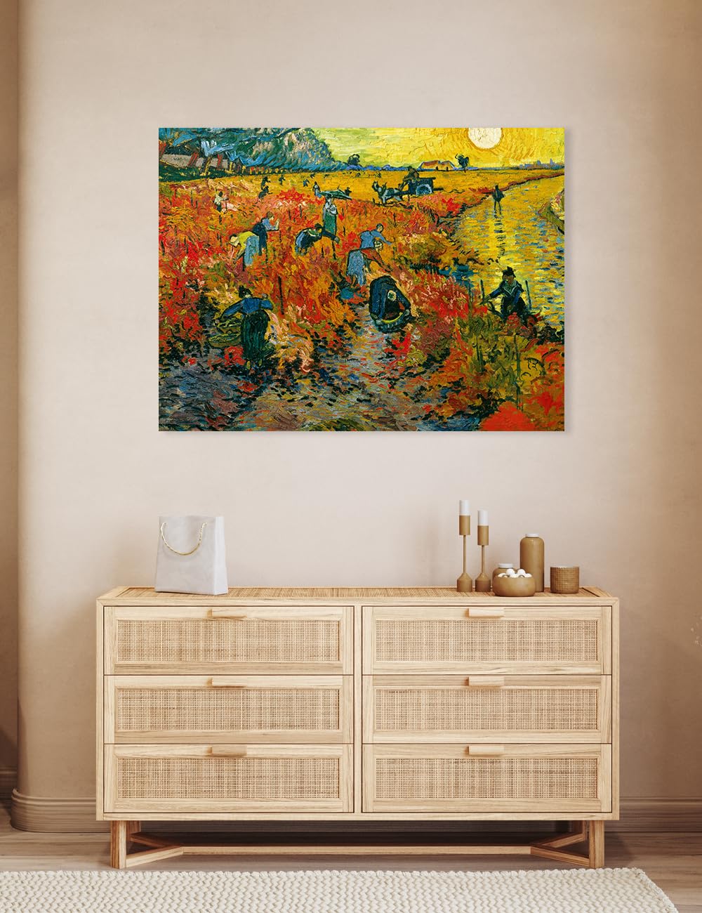 Decorarts - The Red Vineyards, Vincent Van Gogh Reproductions. Oversize Giclee Canvas Print Wall Art For Home Wall Decor. 40X30X