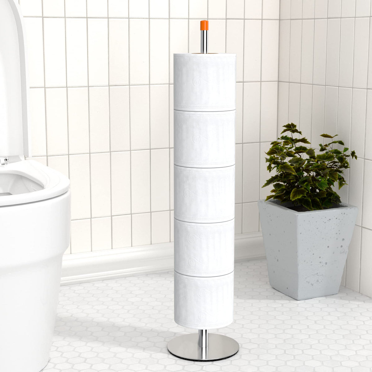 Brushed Nickel Toilet Paper Holder Stand For Bathroom Toilet Paper Storage,Stainless Steel Freestanding Toilet Paper Holder With