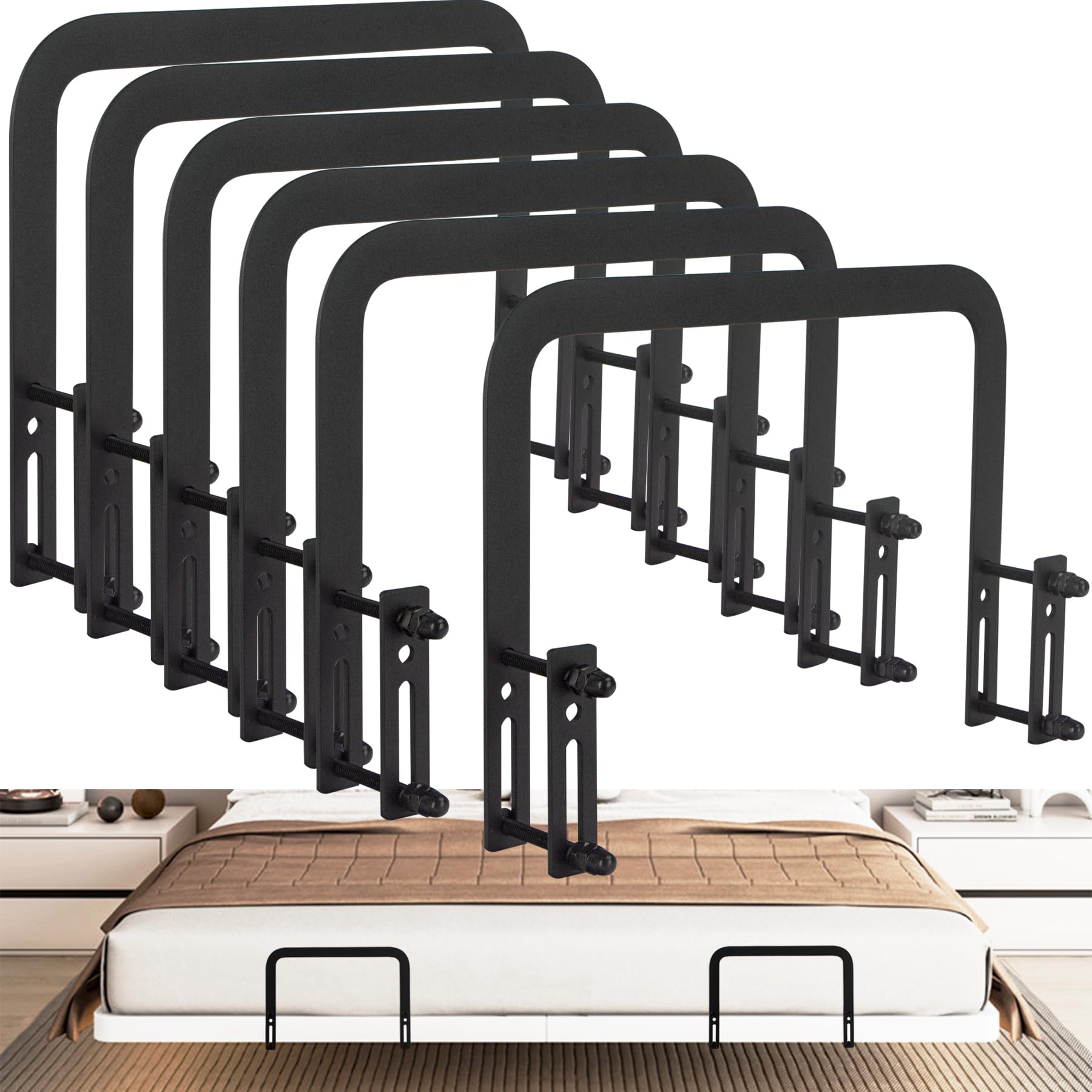 Koxhero 6Pcs Mattress Slide Stopper For Metal Bed Frame(H5.2In) Mattress Retainer Bar Bracket Holder Keeping Mattress From Slidi