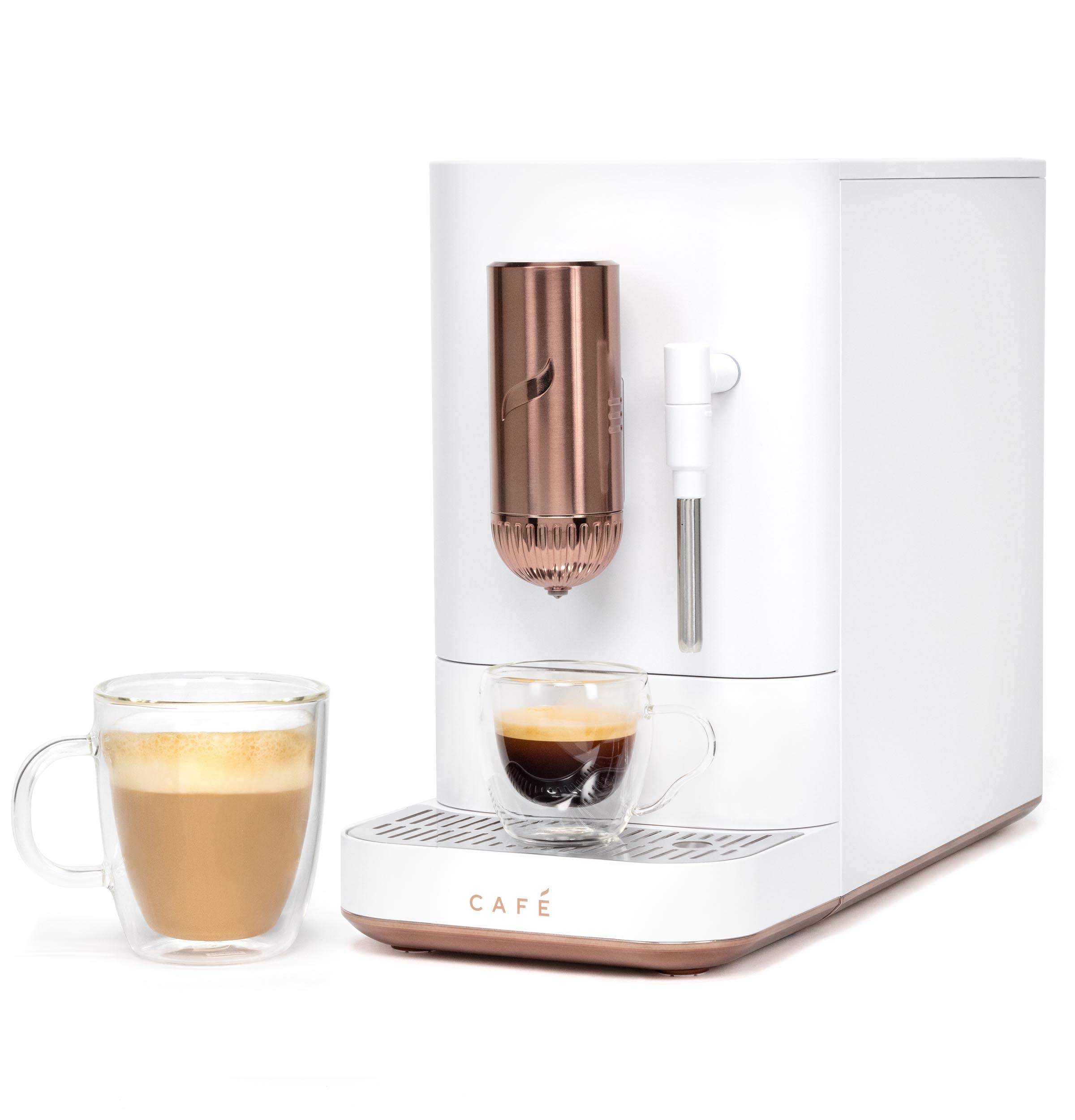 Caf   Affetto Automatic Espresso Machine + Milk Frother | Built-In & Adjustable Espresso Bean Grinder | One-Touch Brew In 90 Sec