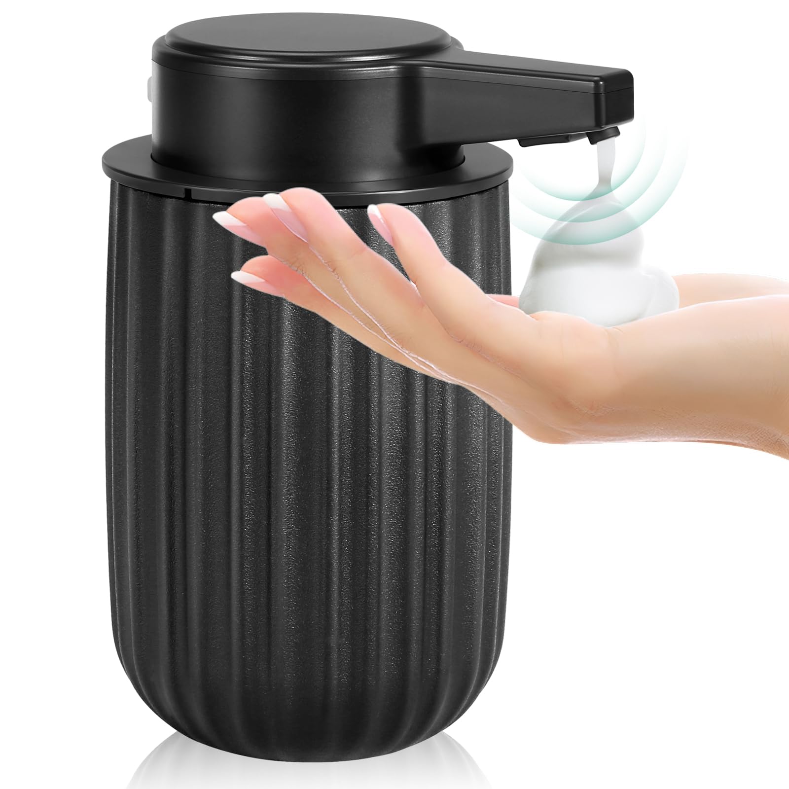 Automatic Soap Dispenser Foam For Kitchen: 9 Oz Touchless Plastic Black Modern Auto Foaming Soap Dispenser For Bathroom - Hand D