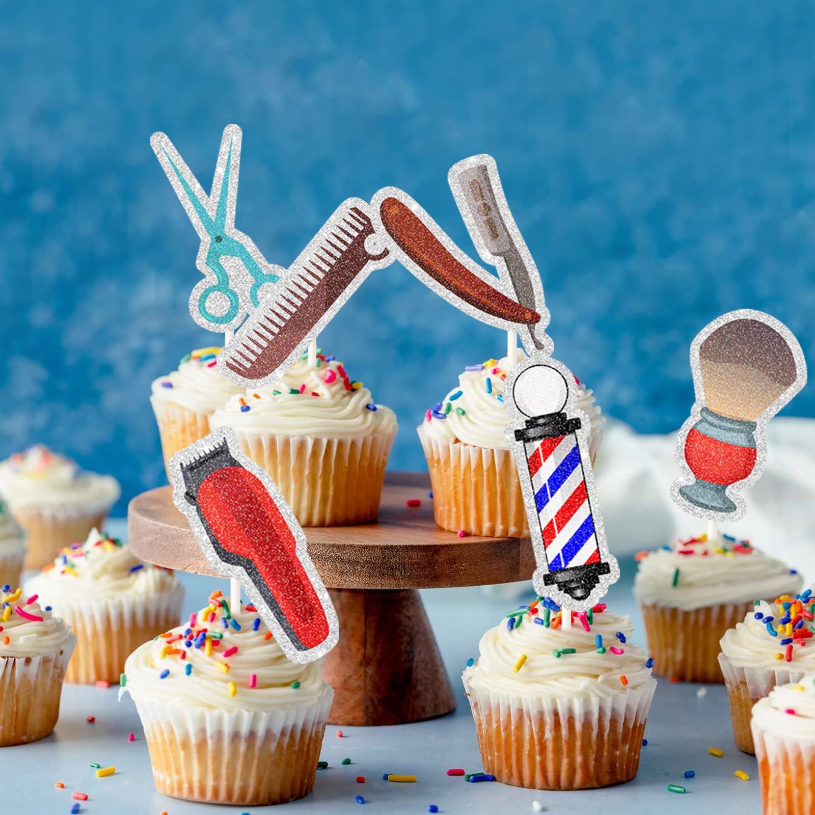 Lecakto Barber Hairstylist Happy Birthday Cupcake Toppers, Barbershop Themed Cupcake Decor - Hairstylist Barber Happy Graduation