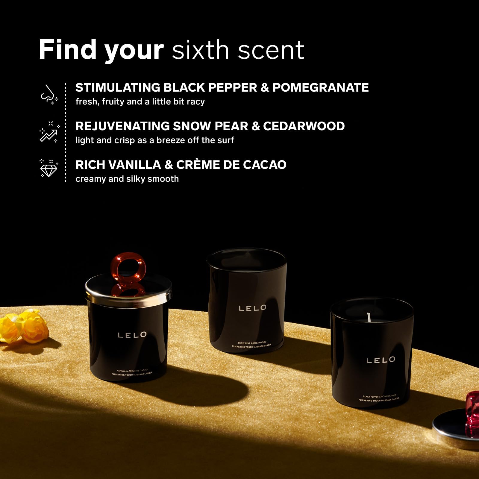 LELO Flickering Touch Massage Candle, Melts into Massage Oil, Scented Candle Body Massage Oil, Luxury Skin Treatment, Vanilla &