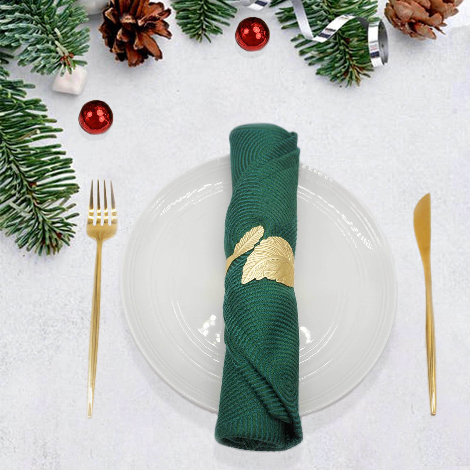 Utalek Gold Leaf Napkin Rings Set Of 12, Leaves Napkin Rings For Table Setting, Metal Leaf Napkin Holder Rings For Holiday Party