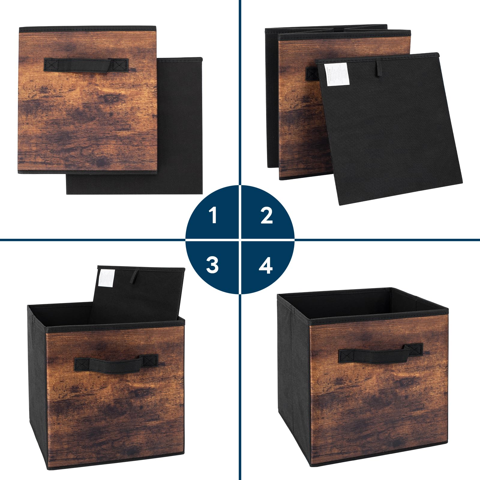 Ewes 13 Inch Fabric Storage Cubes, 6 Pack Foldable Storage Bins With Handle, Storage Baskets Box For Shelves, Closet, Organizer,