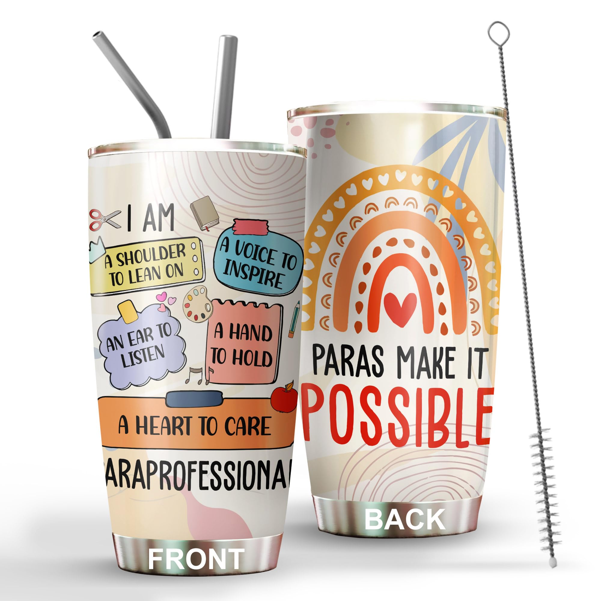Medroc Paraprofessional Tumbler Stainless Steel 20Oz Straw Lid, Para Appreciation Gifts Bulk For Birthday Christmas, Teacher Wee