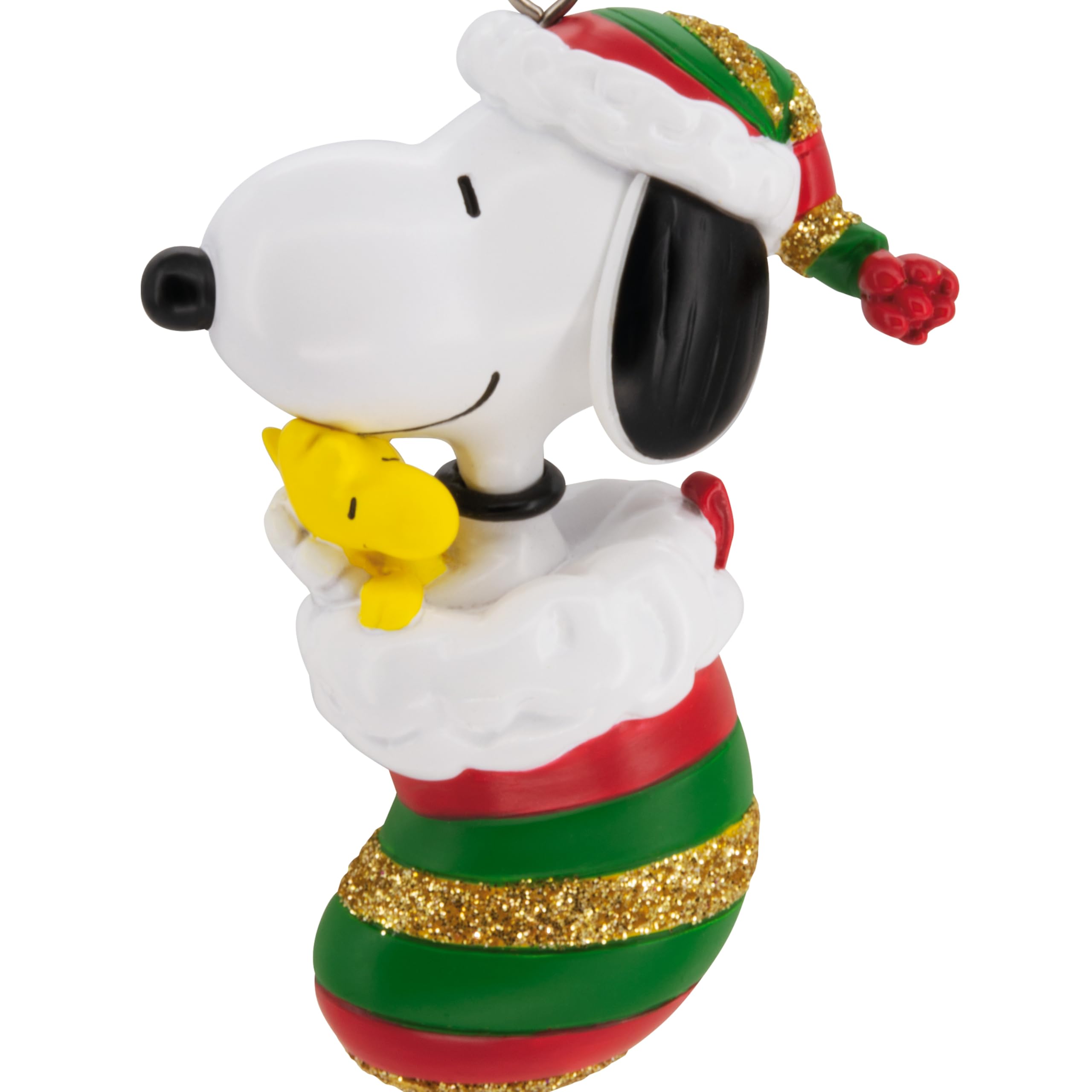 Hallmark Peanuts Snoopy and Woodstock in Stocking Christmas Ornament, Gifts for Peanuts Fans
