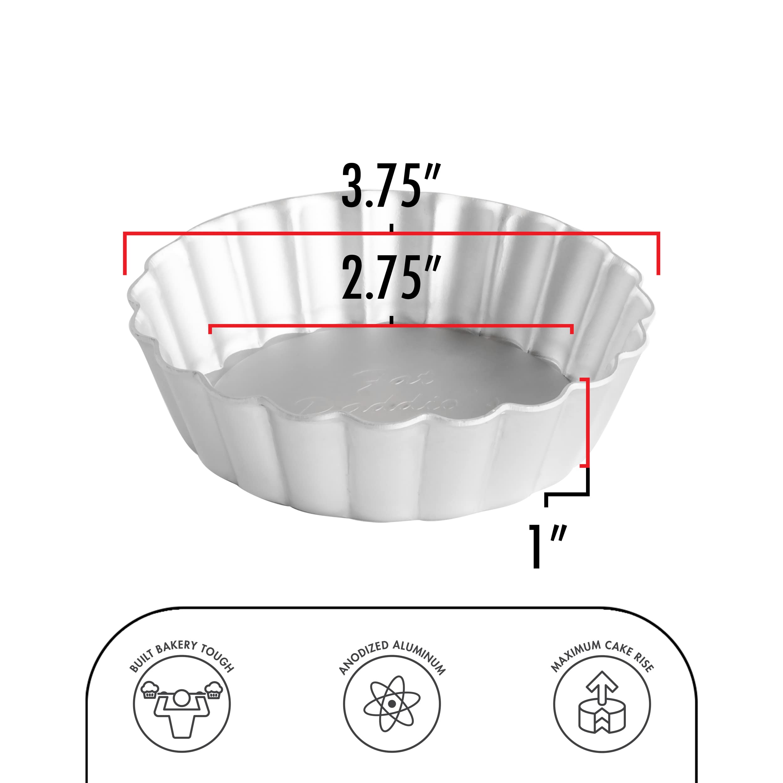 Fat Daddio'S Pft-375 Round Fluted Tart Pan With Removable Bottom, 3.75 X 1 Inch