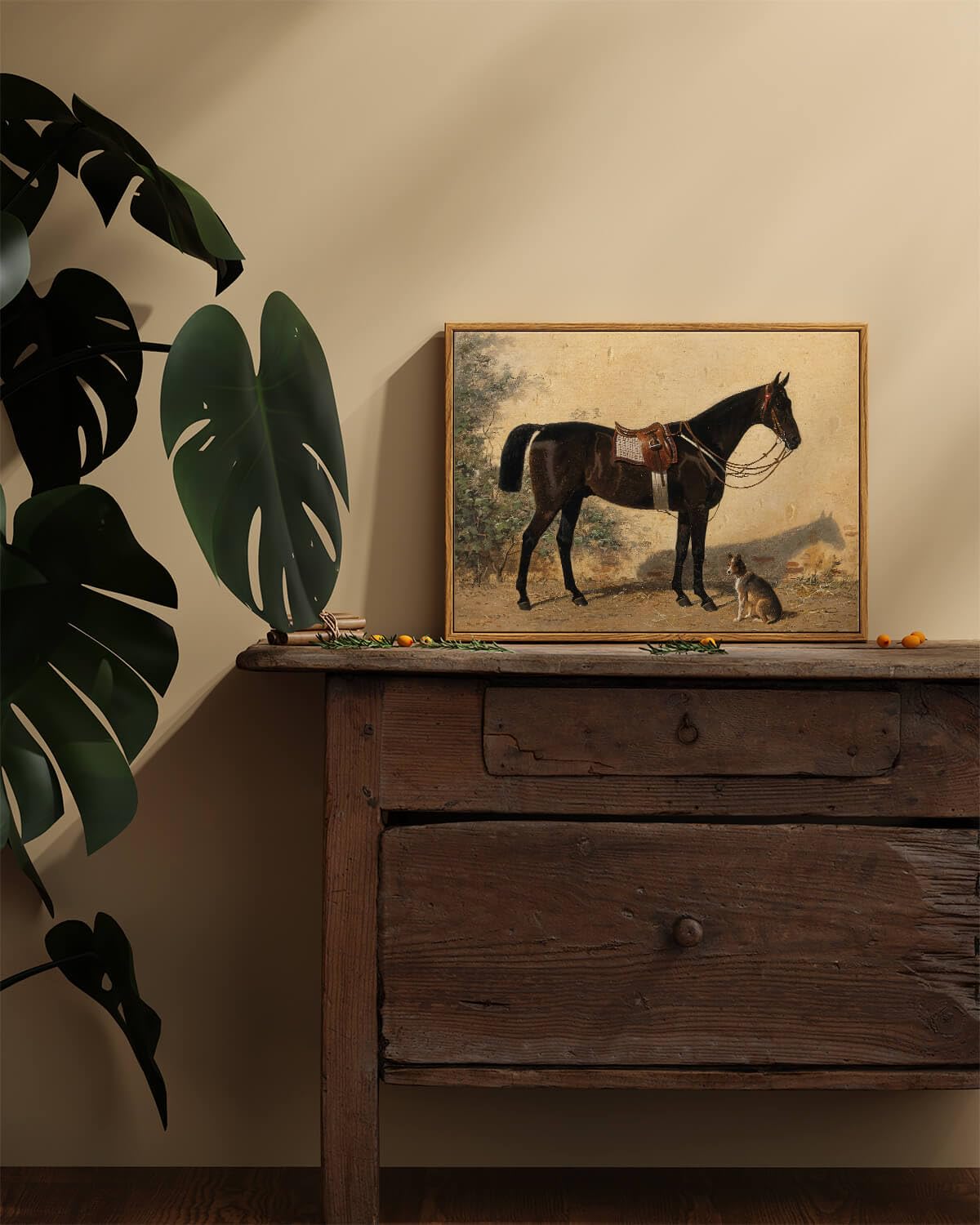 Arpeotcy Framed Canvas Horse Wall Art, Horse Art Print For Home Decor, Rustic Farmhouse Country Wall Decor For Living Room, Offi