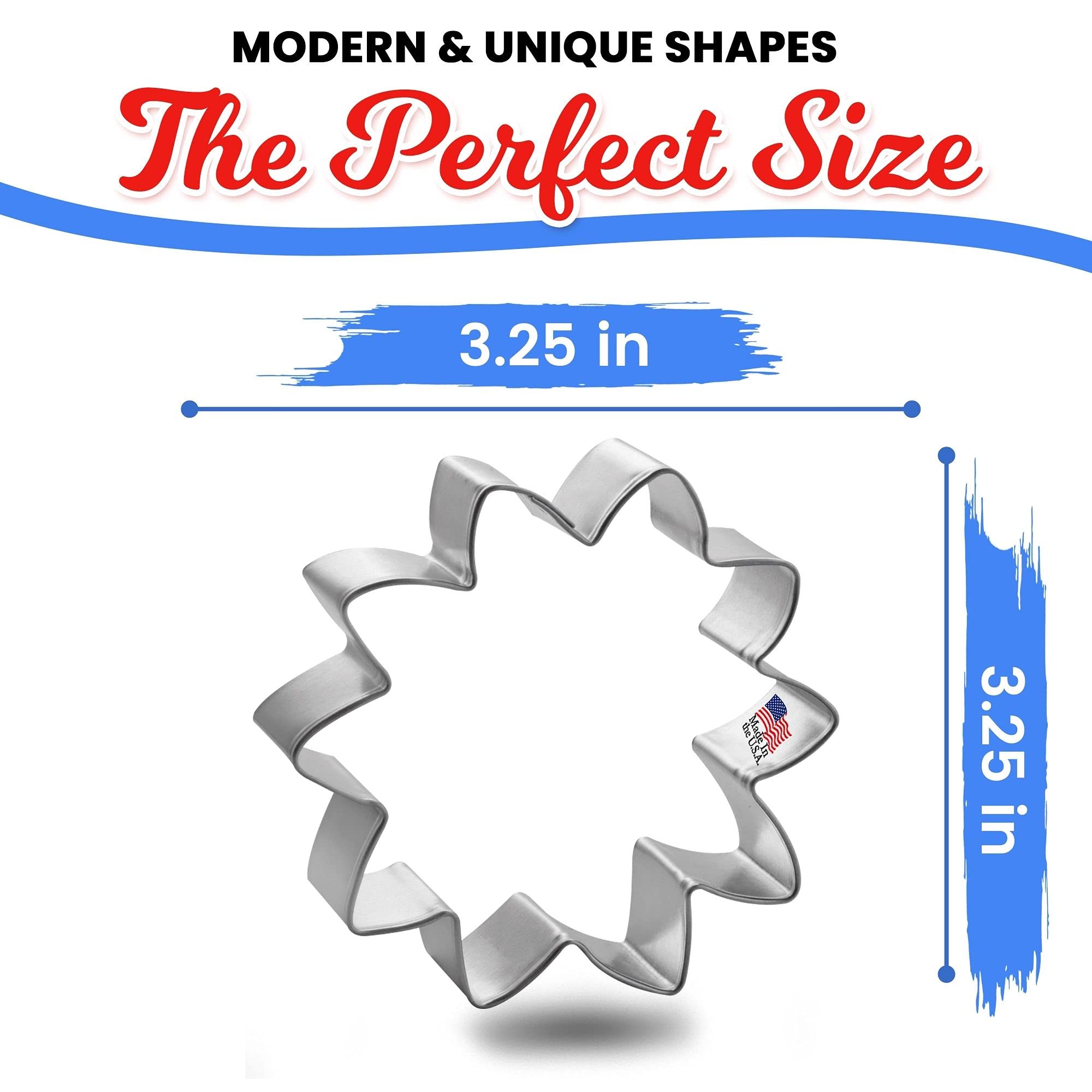 Foose Sunflower Cookie Cutter - 3.25 Inch Tin Plated Steel - Silver Cookie Mold
