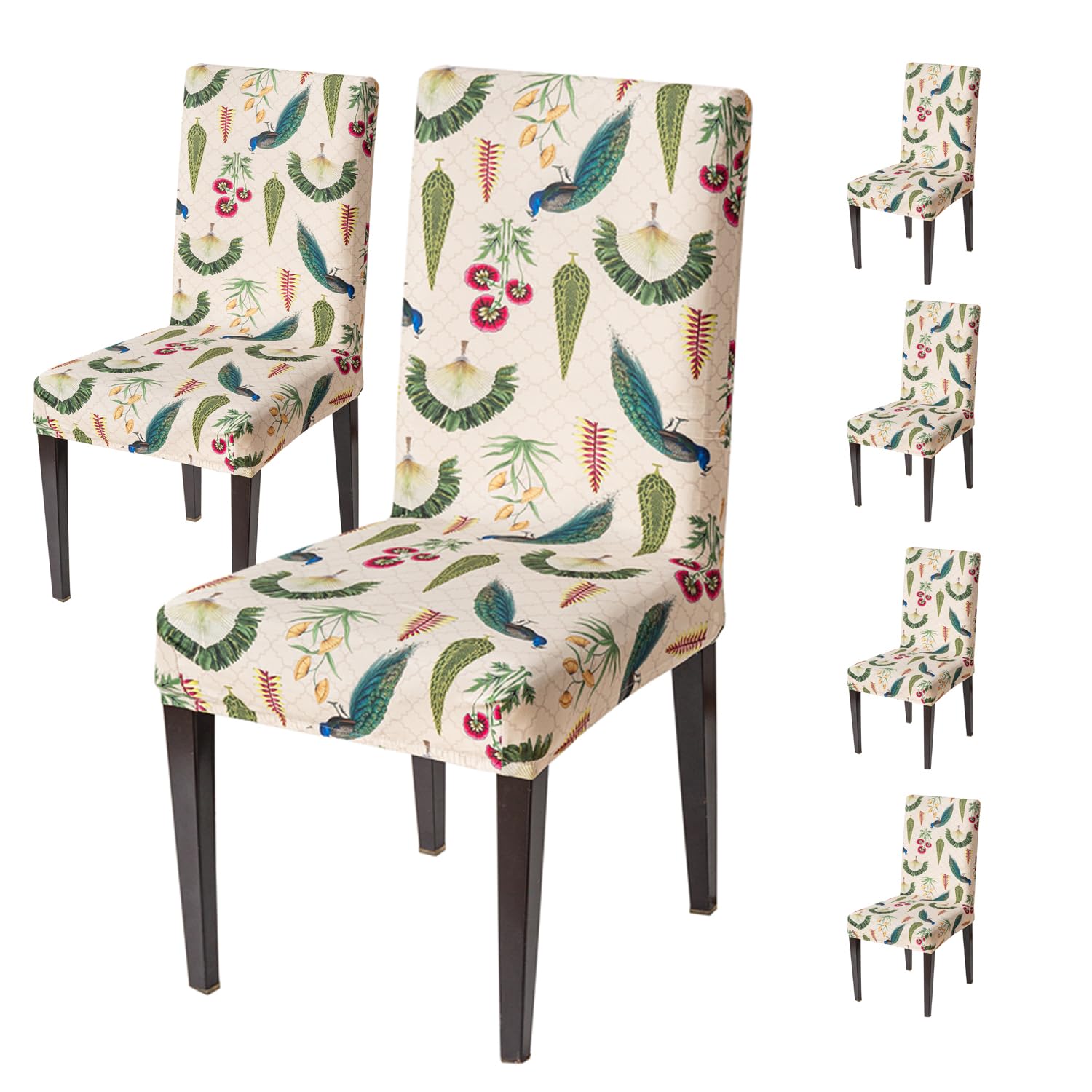 House Of Quirk Elastic Chair Cover Stretch Removable Washable Short Dining Chair Cover Protector Seat Slipcover (Pack Of 6, Roya