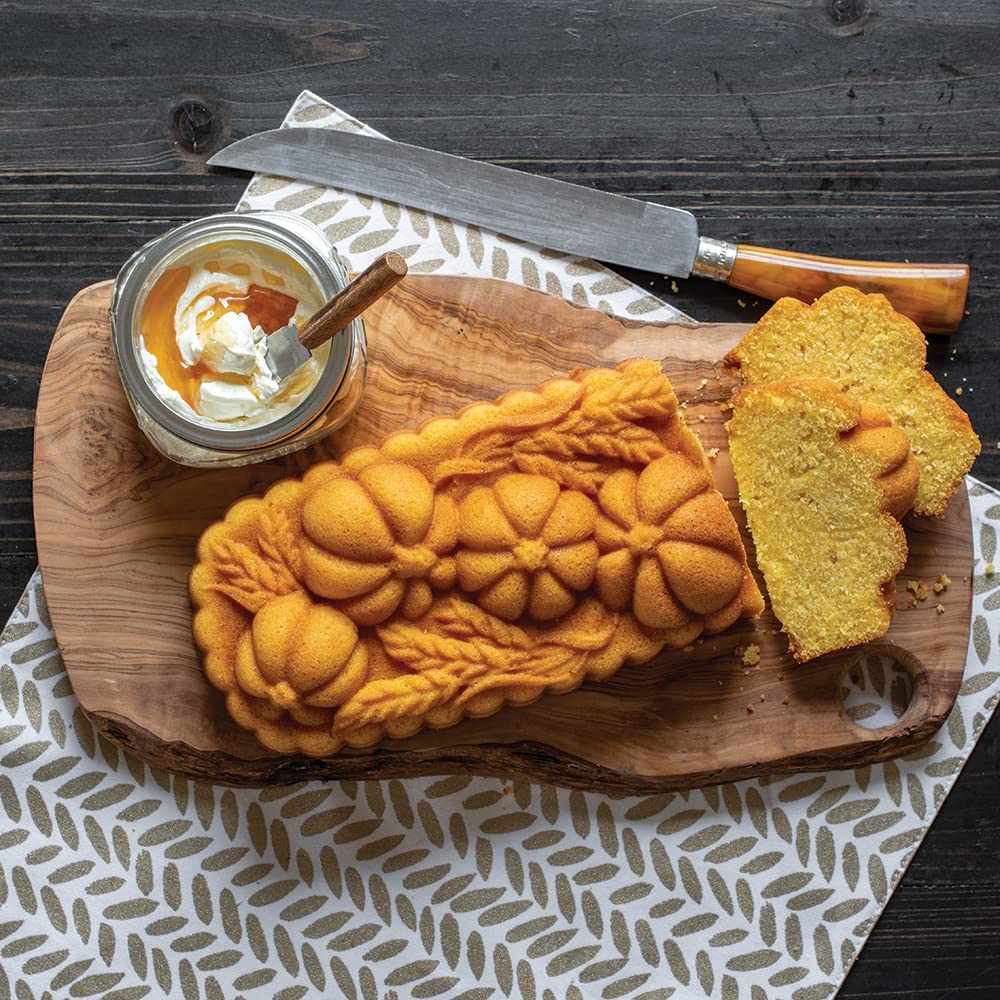 Nordic Ware 93448 Wheat & Pumpkin Cast Loaf Pan, 6 Cup Capacity, Bronze