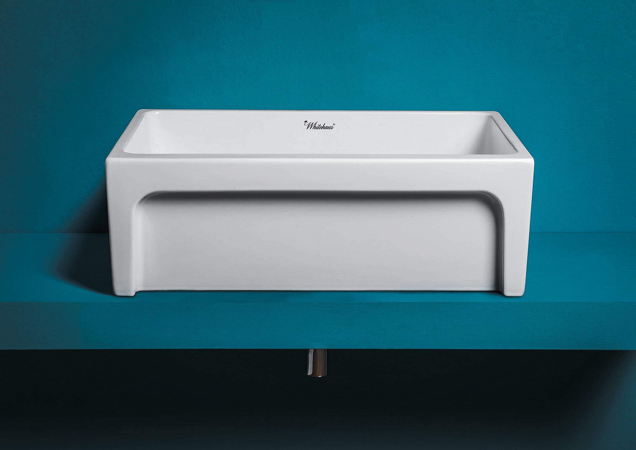 Whitehaus Collection Whq5530-White Glencove Kitchen, Fireclay, Front Apron Sink, Large, White