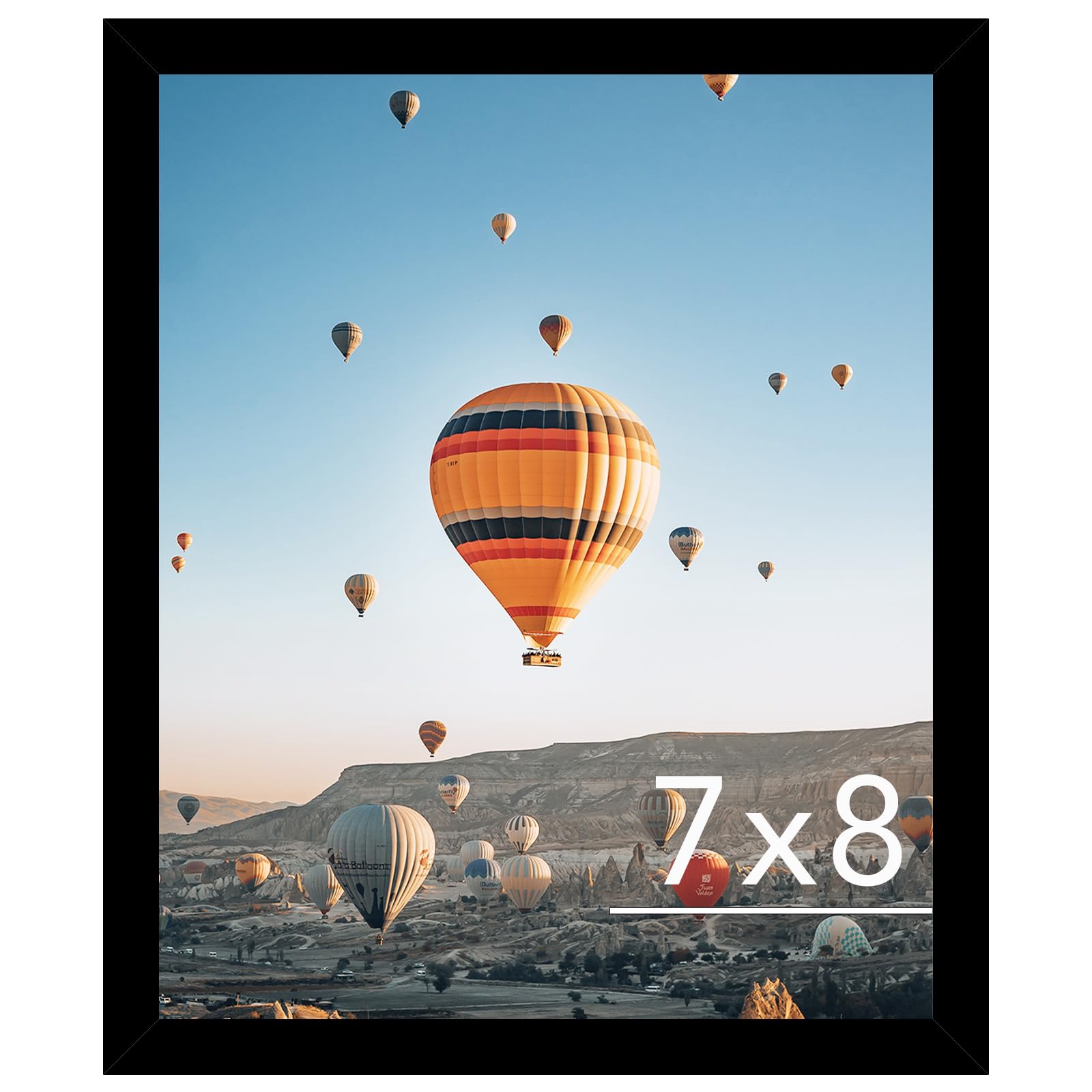 JCJMY 7x8 Picture Frame Black for Wall Hanging or Tabletop, Wall Mounting Horizontally or Vertically, 7 x 8 Wall Gallery Poster 