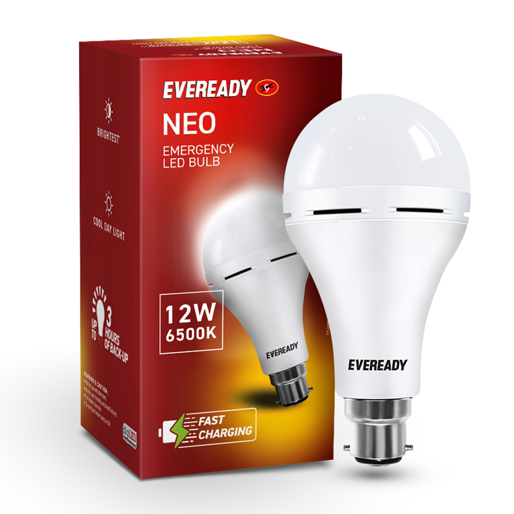 Eveready 12W Emergency Inverter Led Bulb, Cool Day Light (6500K), Rechargeable Bulb With 3 Hours Backup, Ideal For Powercuts, En