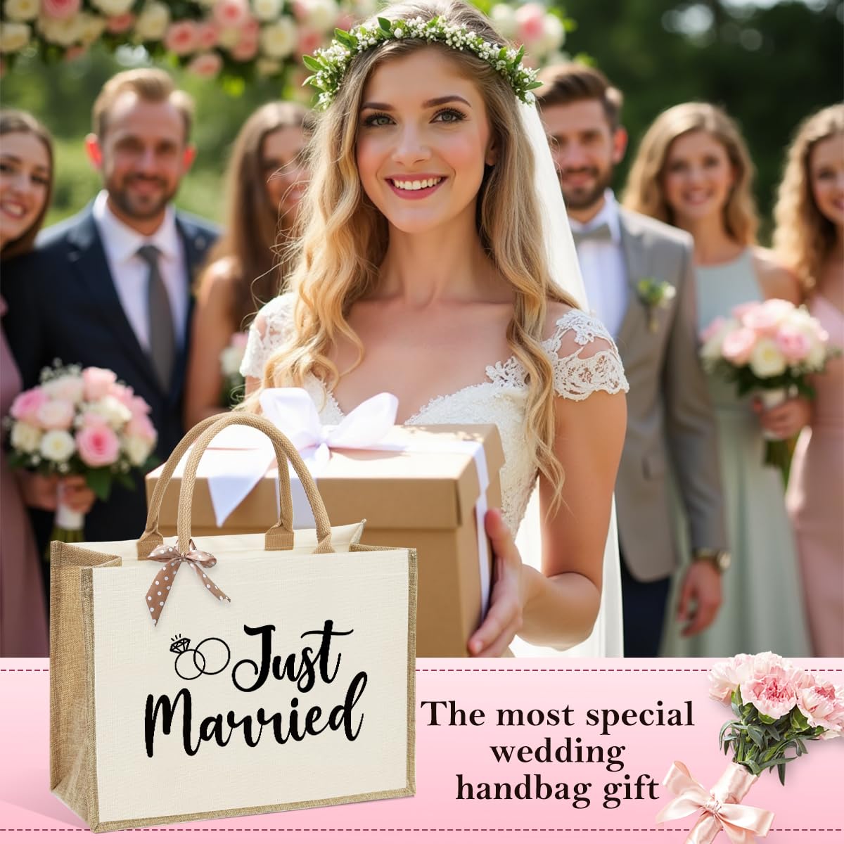 Bride Bag, Bride Gifts, Bridal Shower Gifts, Just Married, Bride s Engagement Canvas Tote Bag, Wedding Bachelorette Honeymoon Gi