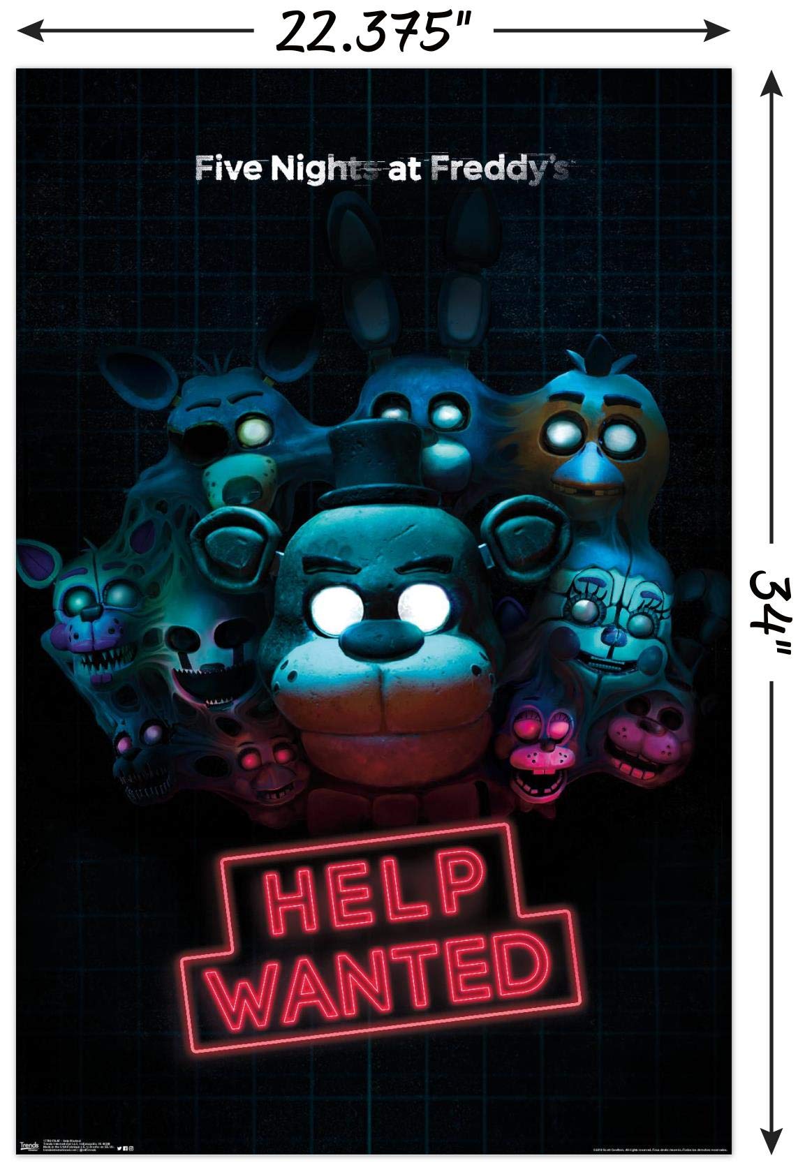 Trends International Five Nights At Freddy'S - Help Wanted Wall Poster, 22.375'' X 34'', Poster & Clip Bundle