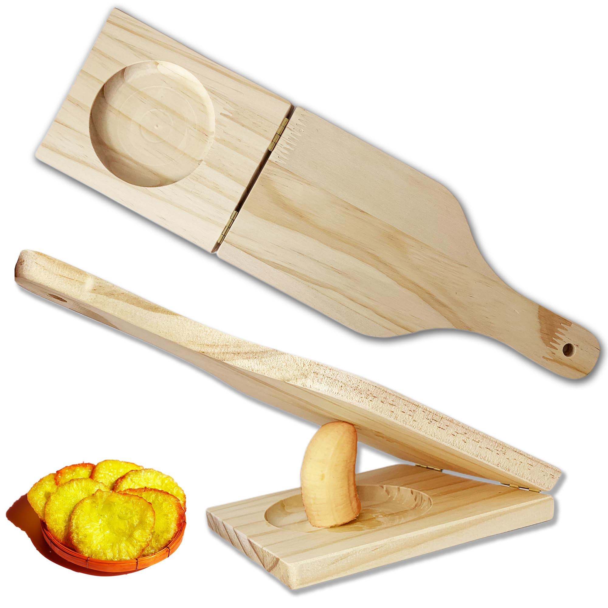 Tostones Plantain Press Wooden Tostonera Para Platanos Fried Banana Masher For 3.3'' Tostones And Stuffed Plantains, 10.5''X4.5'