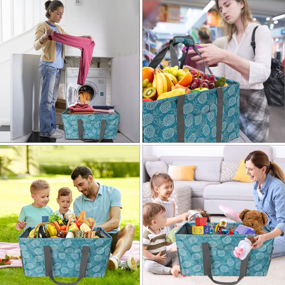 Acnusik Extra Large Utility Tote Bag For Women With Pockets, Canvas Collapsible Laundry Tote Bags,Open Top Pool Beach Bag Totes