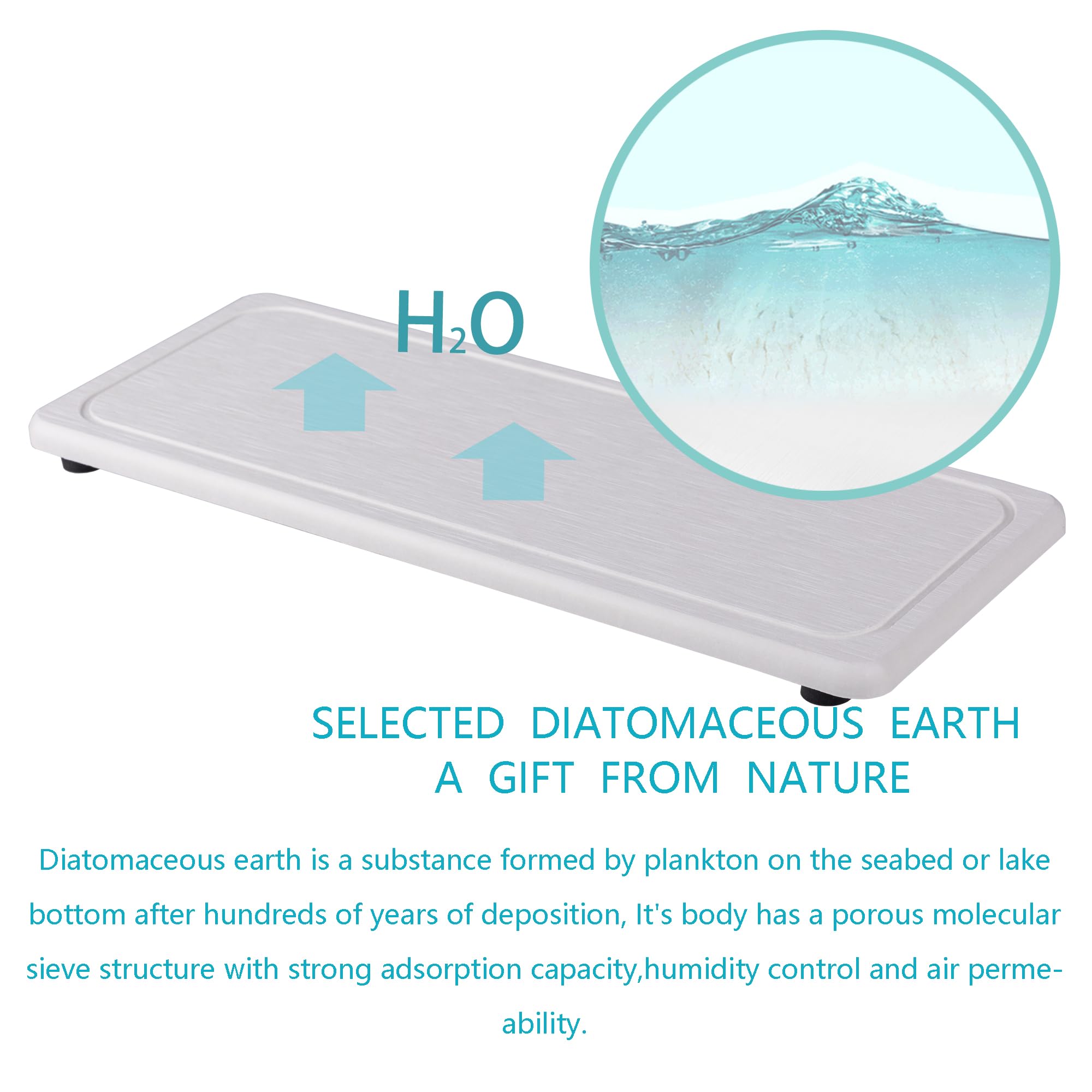 NiuYichee Diatomite Soap Dish Trays, 10.2" x 4", White, Kitchen/Bathroom Sink Vanity Accessories