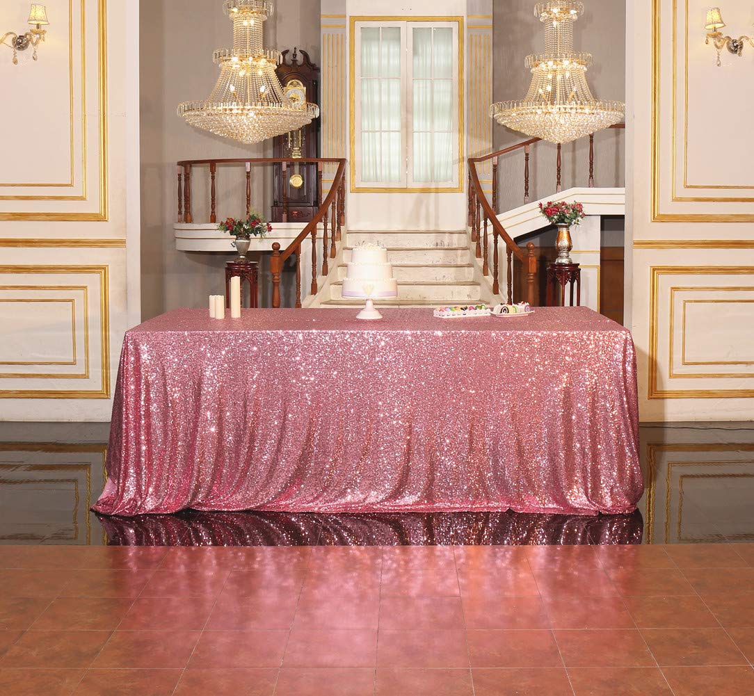 Squarepie Sequin Tablecloth Rectangular 90 X 156 Inch Fuchsia Pink Reflect Lights Bling Sparkly Table Linen For Wedding Party