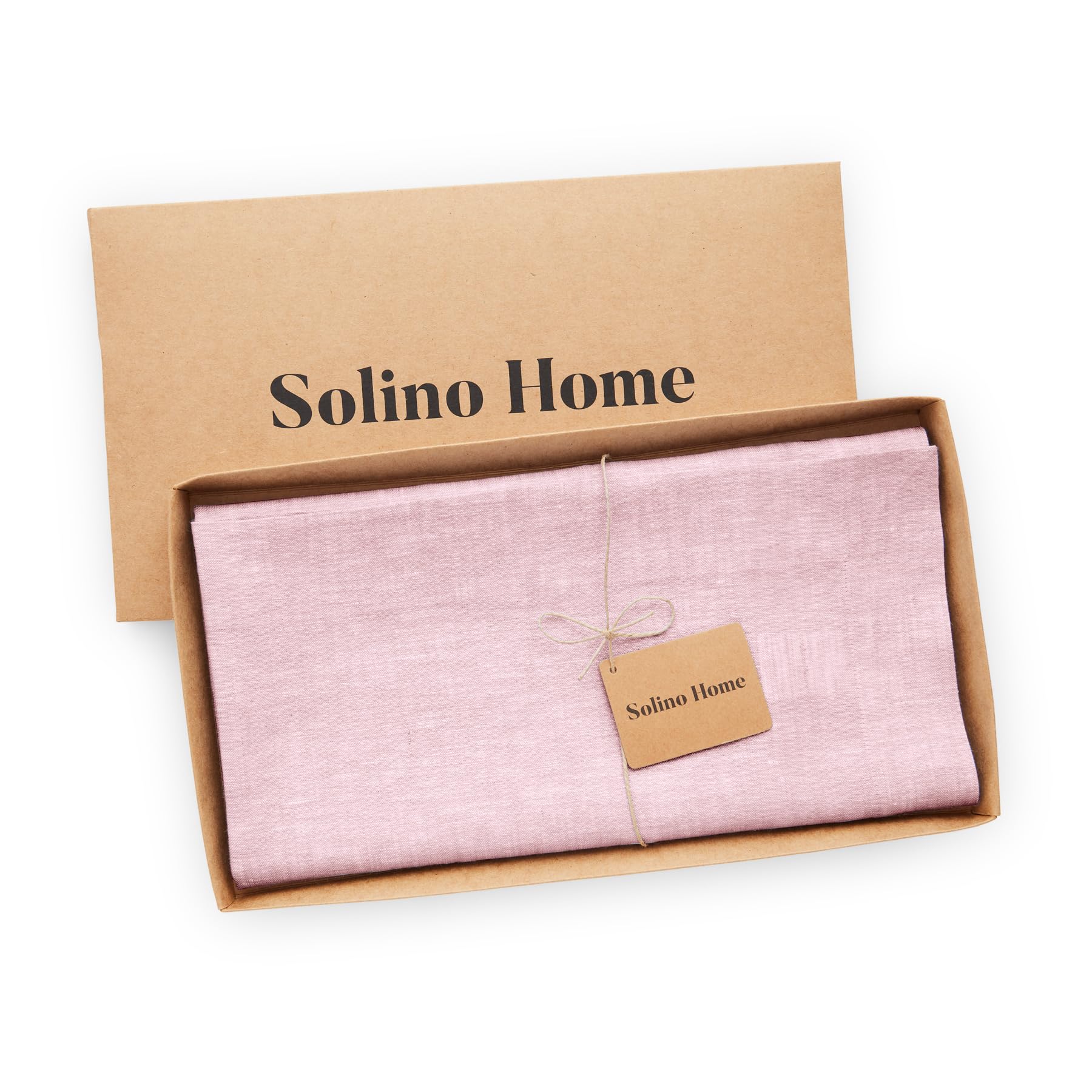 Solino Home Linen Tablecloth 52 X 52 Inch - Bubblegum Pink 100% Pure Linen Table Throw For Spring, Easter - Handcrafted And Mach