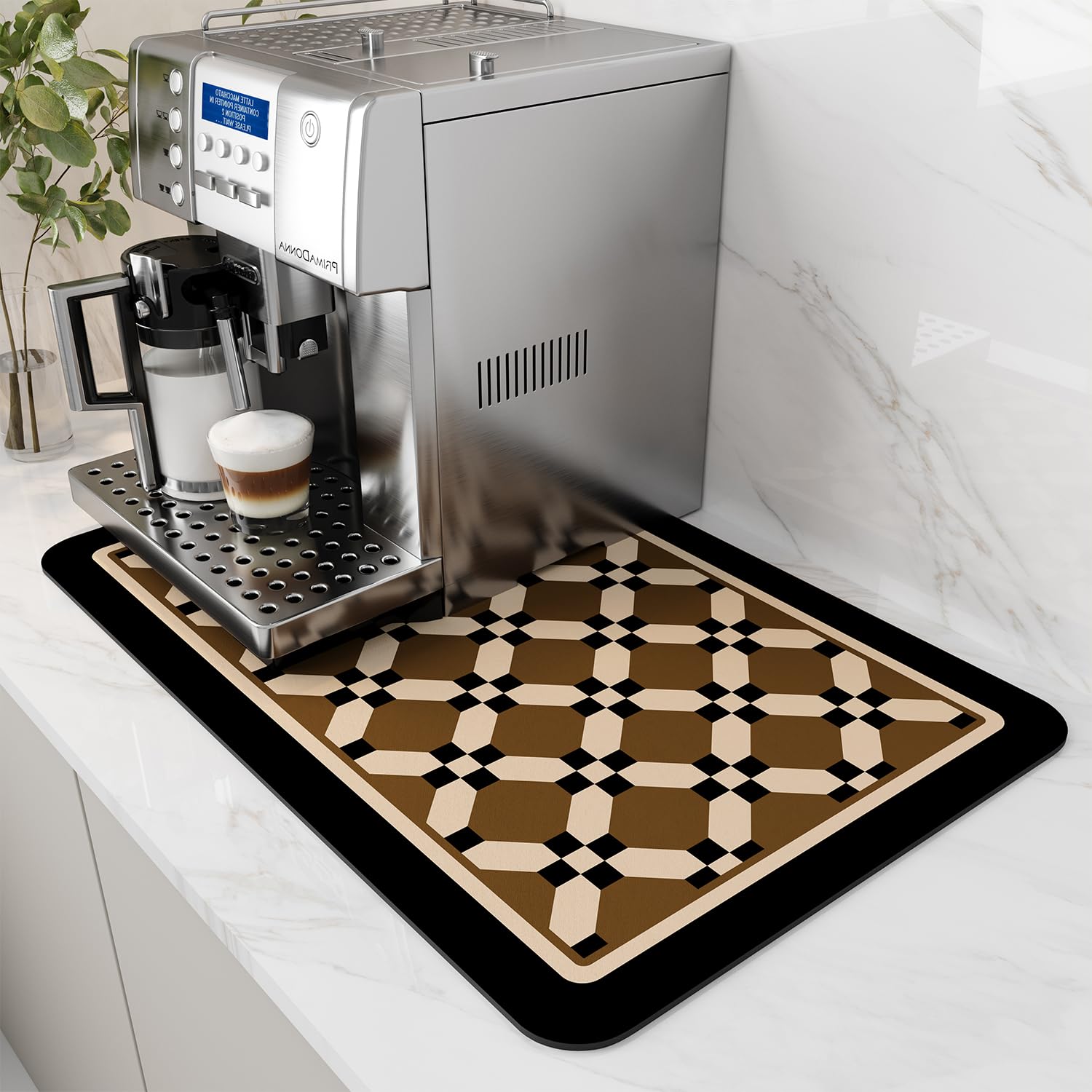 AMOAMI Coffee Mat Hide Stain Rubber Backed Absorbent Dish Drying Mat for Kitchen Counter - Fits Under Coffee Maker or Machine - 