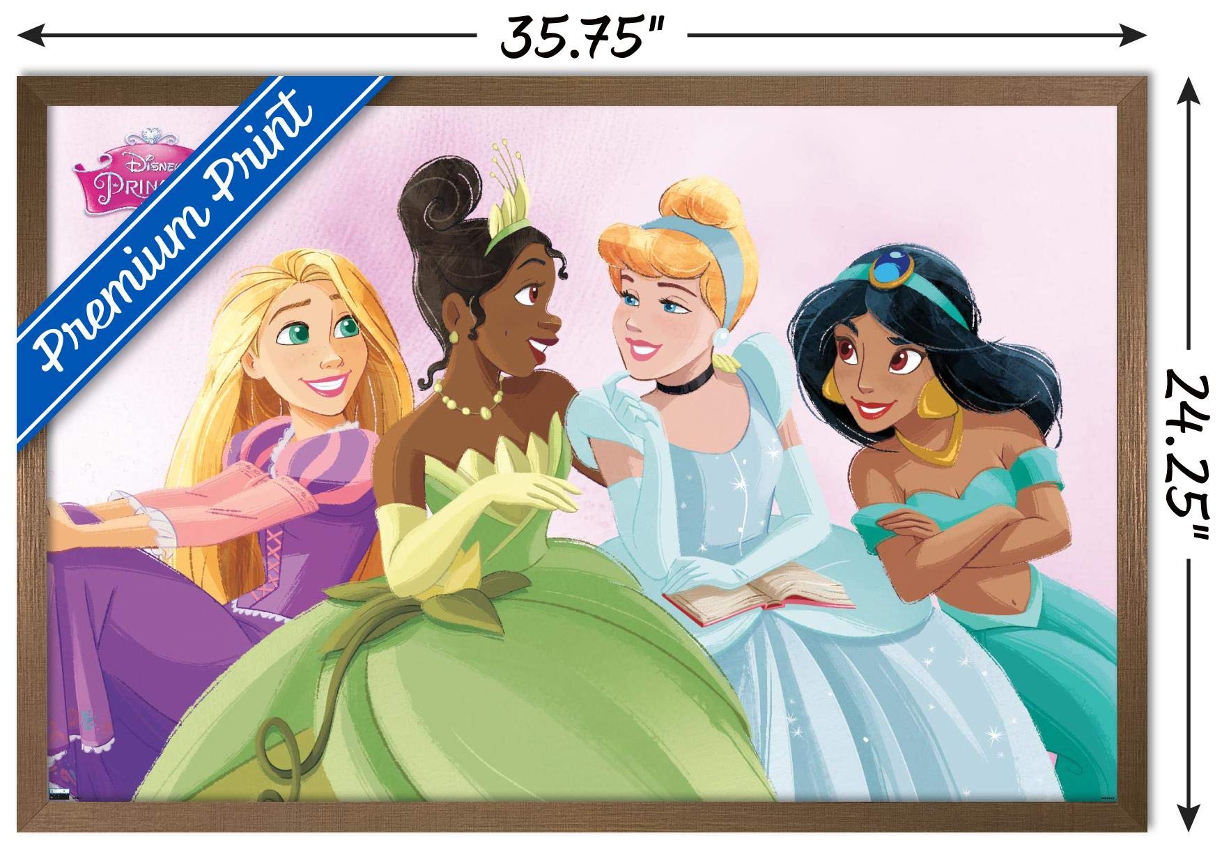 Trends International Disney Ultimate Princess Celebration-Group Wall Poster, 22.375'' X 34'', Bronze Framed Version