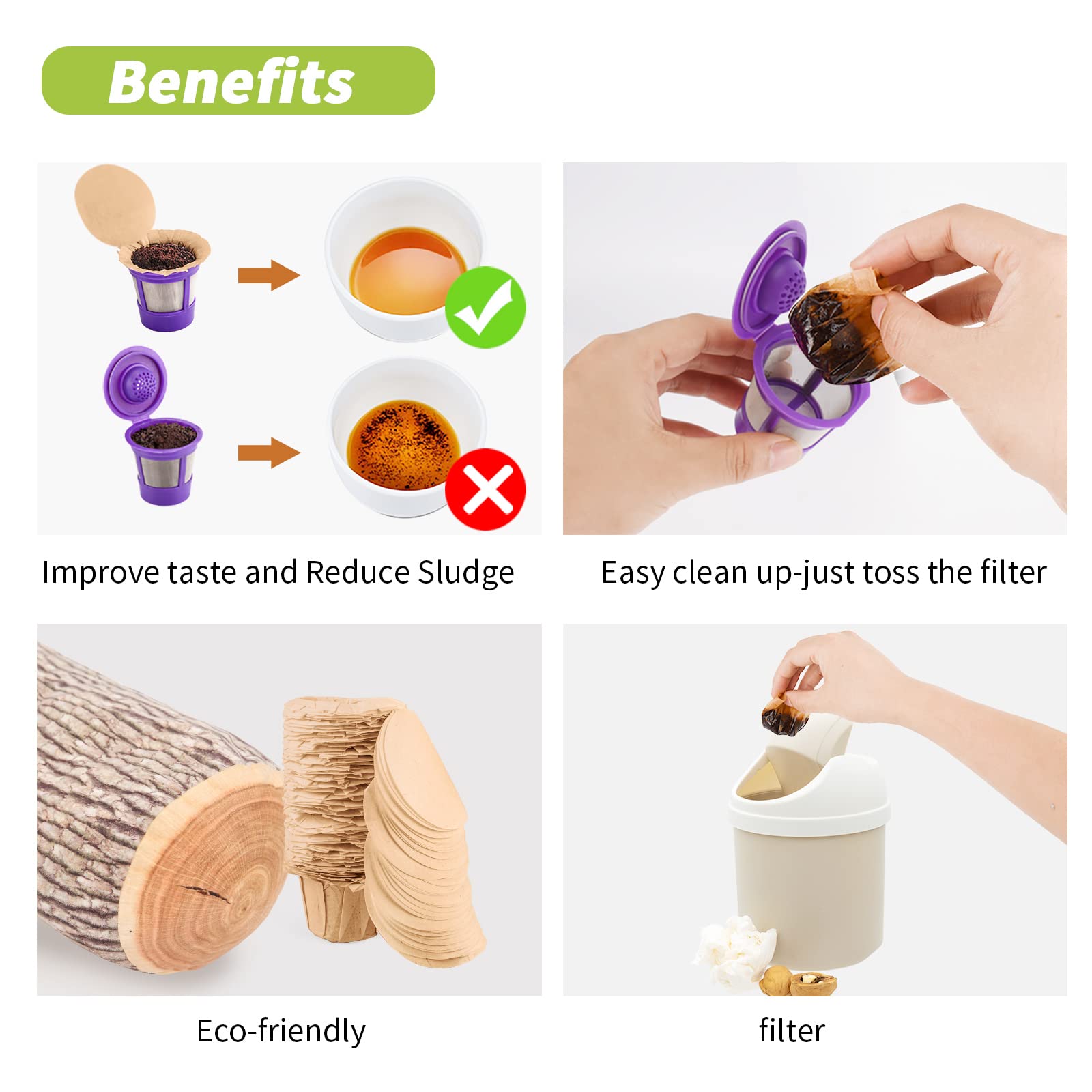 Unbleached K Cup Disposable Paper Filters With Lid For Keurig Reusable K Cup Filters,Keurig Filters For K Cup Reusable Coffee Fi