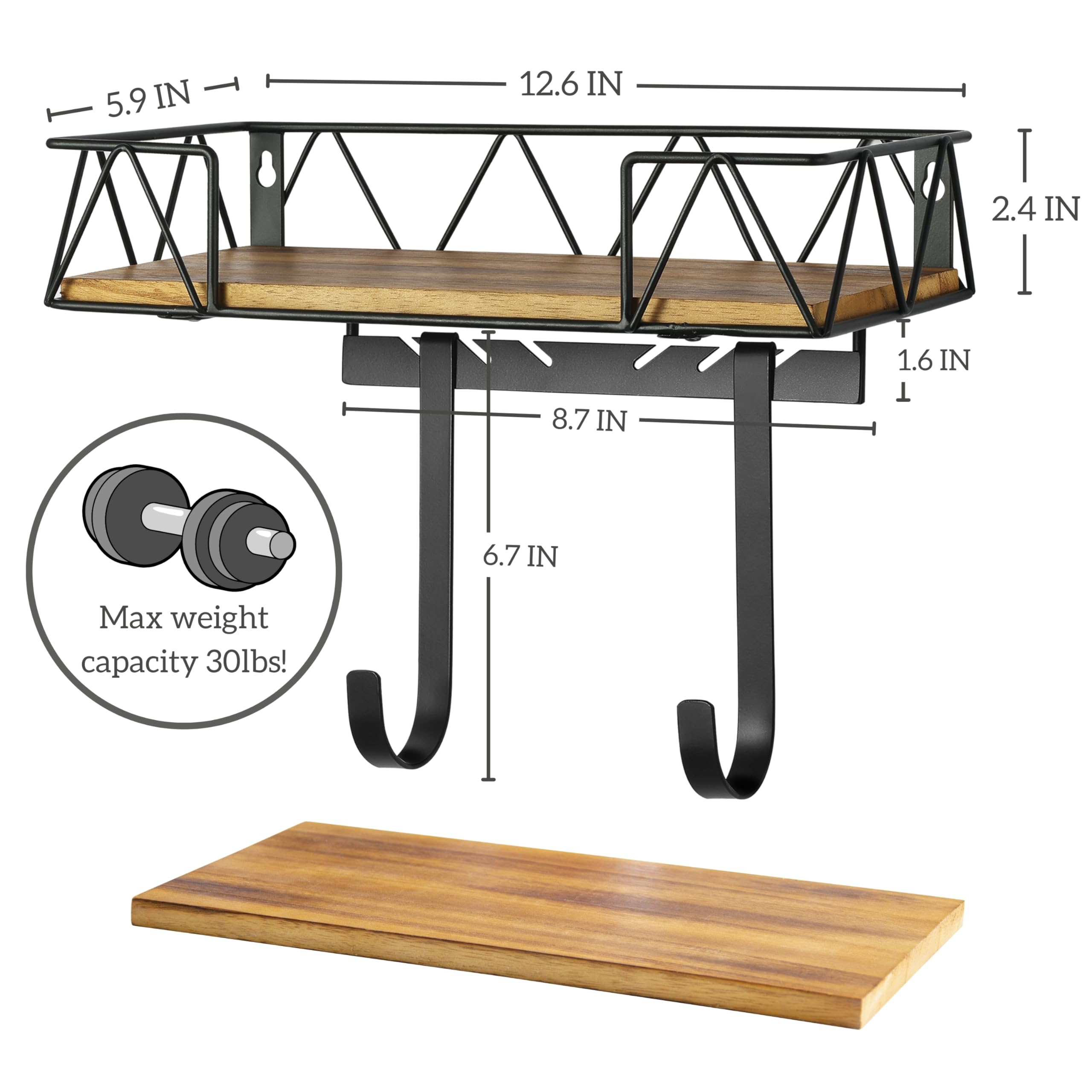 Perfnique Ironing Board Holder, Iron Board Wall Mount, Ironing Board Hanger, Laundry Room Organization With Removable Hooks(T&V