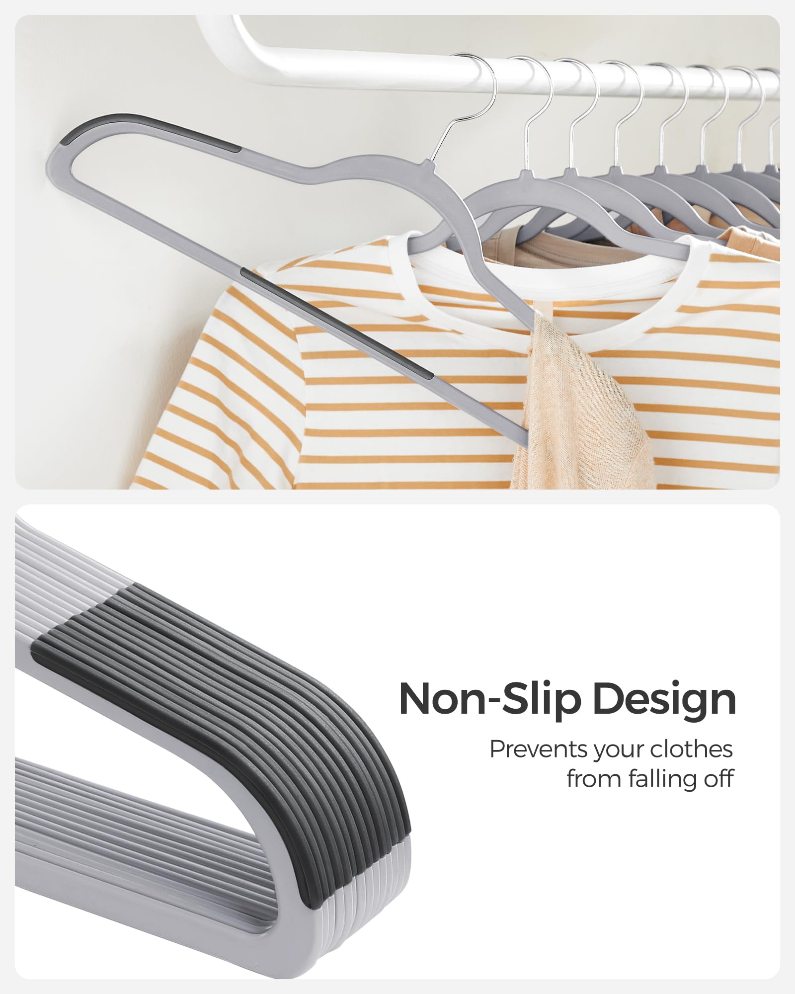 Songmics Clothes Hangers, Pack Of 50 Plastic Coat Hangers, Space-Saving, 0.2 Inches Thick, 17.7 Inches Wide, 360 Swivel Hook, Li