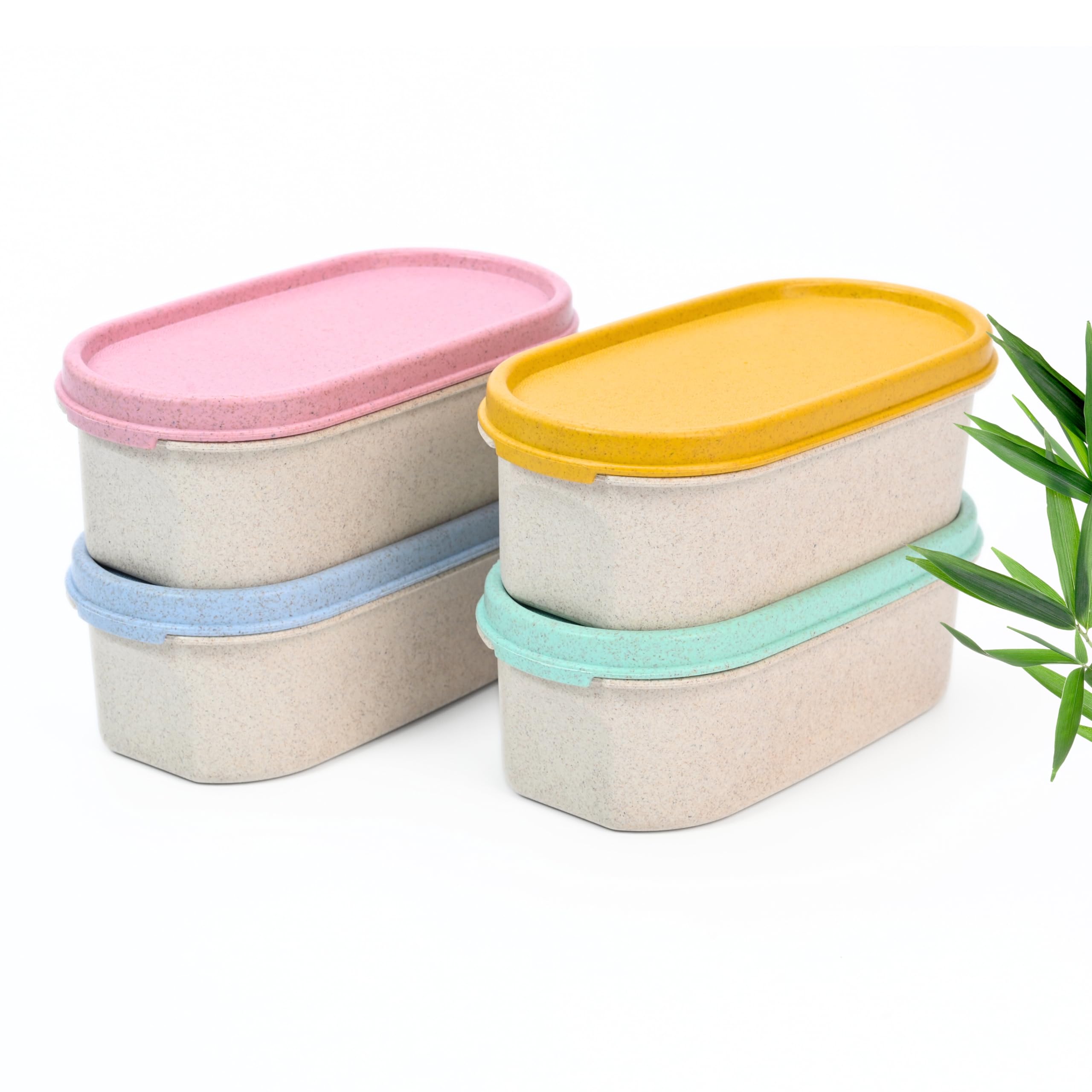 Eha Earth Friendly Storage Containers For Kitchen With Lid | Kitchen Containers Set Of 4 | 600 Ml | Made With Rice Husk | Microw