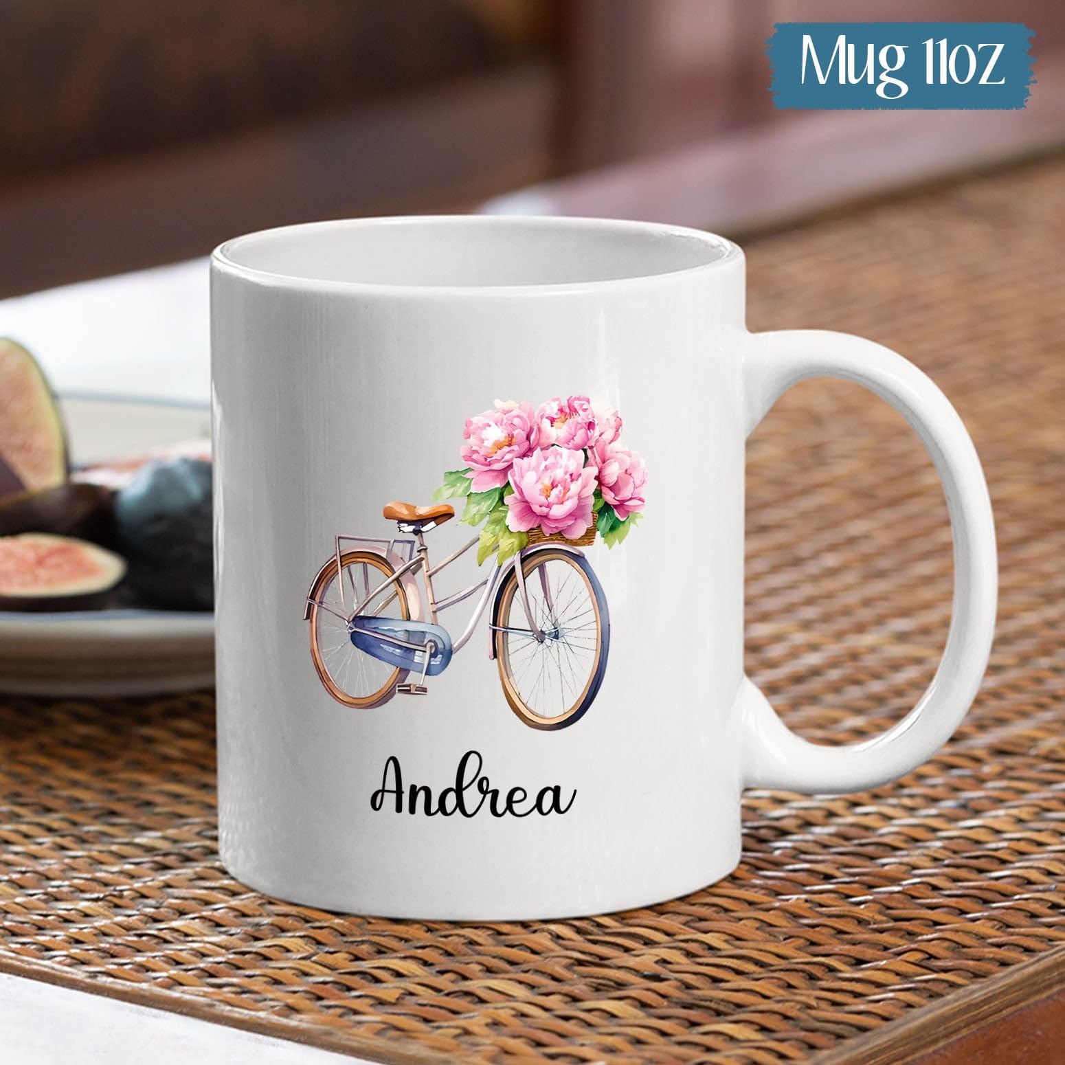 Custom Watercolor Peony Tea Cup, Personalized Peony Coffee Mug Present with Name, Flowers Ceramic Mug, Customized Floral Porcela