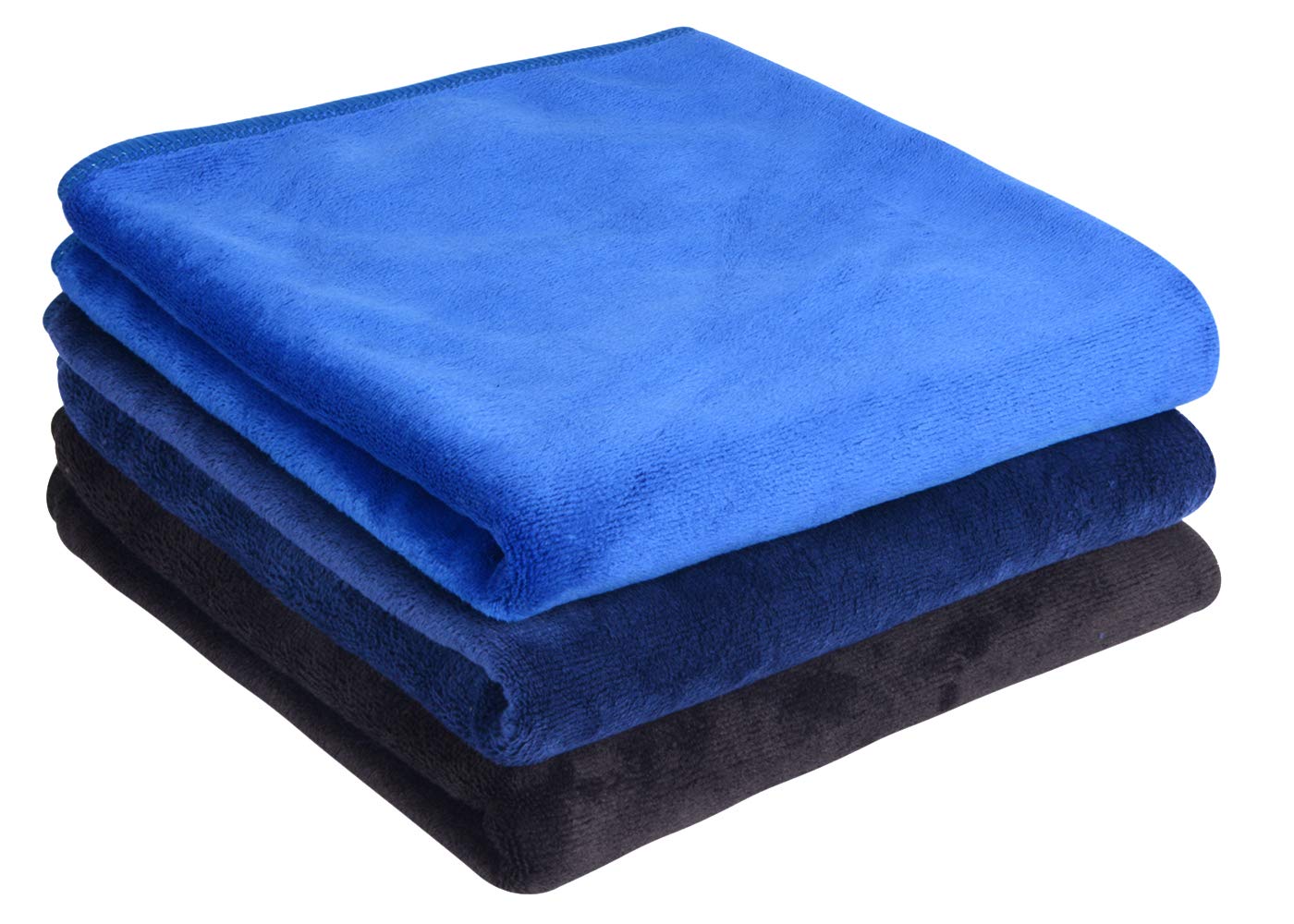 SINLAND Microfiber Gym Towels Sports Fitness Workout Sweat Towel Fast Drying 3 Pack 16 Inch X 32 Inch (1black+1navy Blue+1blue)