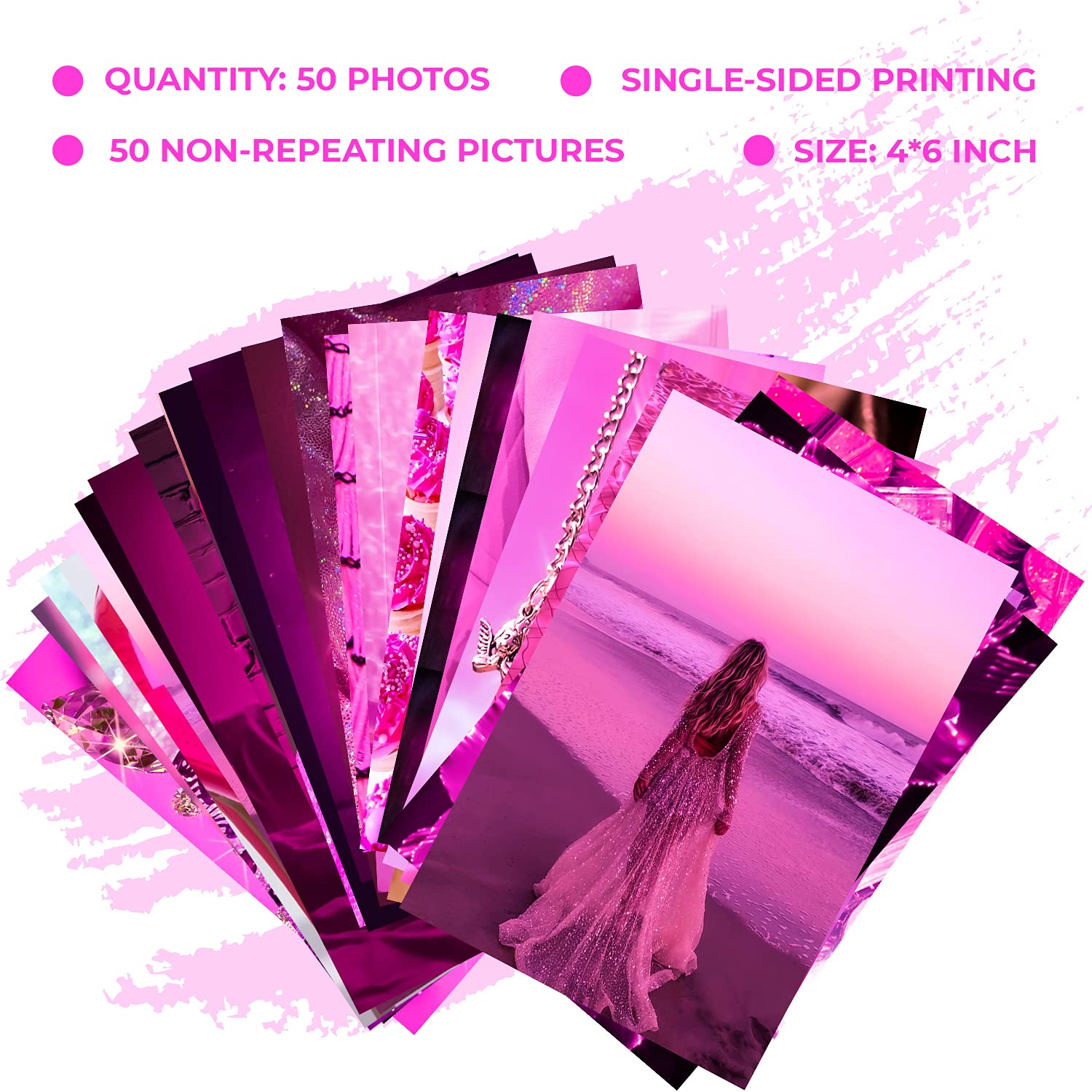 Woonkit Pink Wall Collage Kit, Pink Neon, Hot Pink Room Decor, Bedroom Decor For Teen Girls, Pink Room Decor Aesthetic, Pink Pos