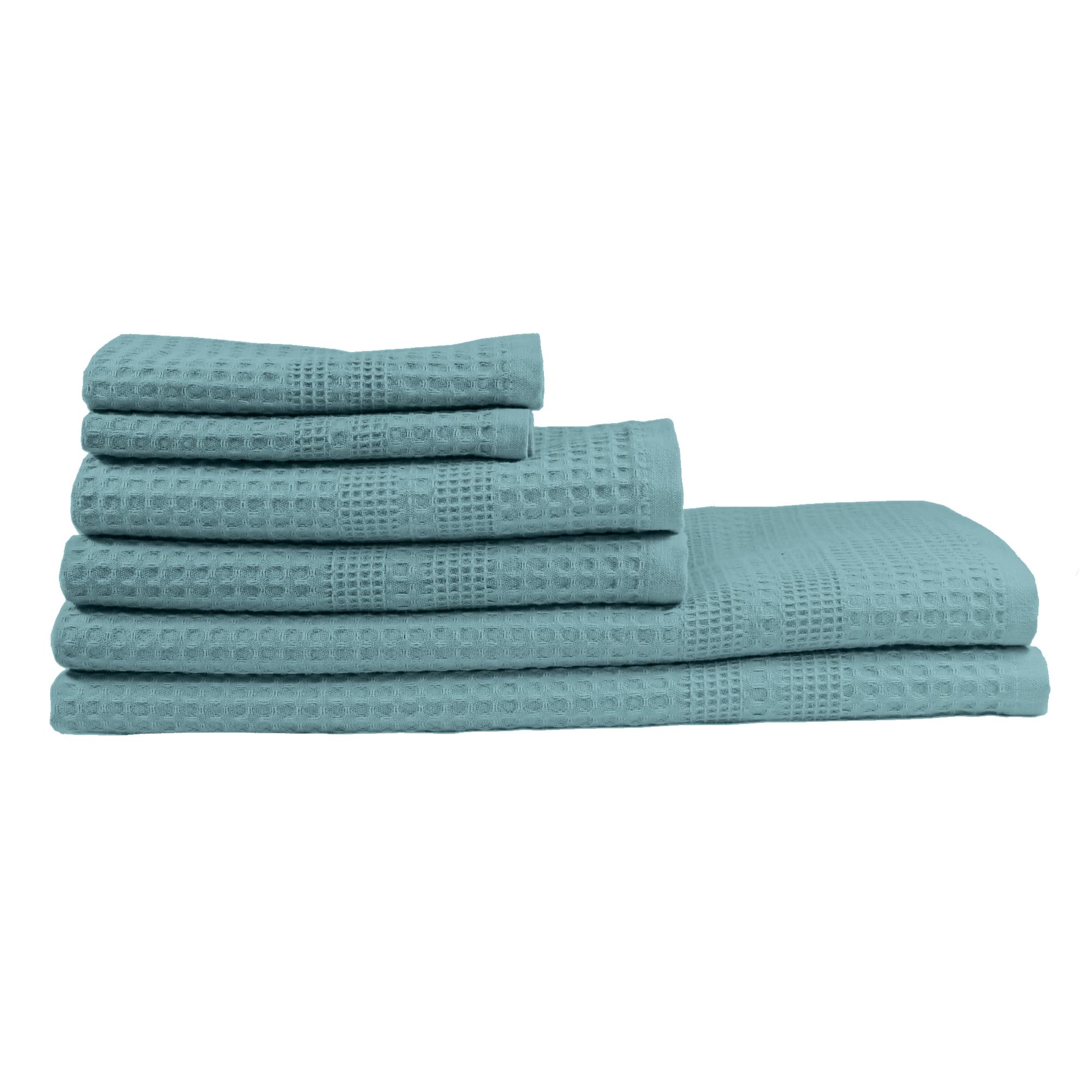 GILDEN TREE Waffle Towel Set Quick Dry Thin | 2 Bath Towels | 2 Hand Towels | 2 Washcloths, Classic Style (Seafoam)