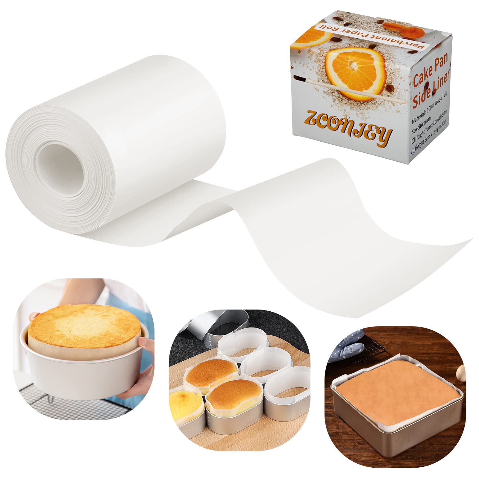 Baking Parchment Paper Side Liners - Baking Strips Roll For Round Cake Pans, Cheesecake Springform Pan, Non Stick Pan Lining Pap